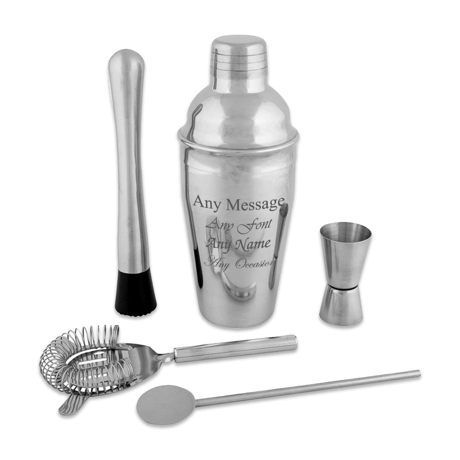 Engraved 5 Piece Cocktail Shaker Set Image 1