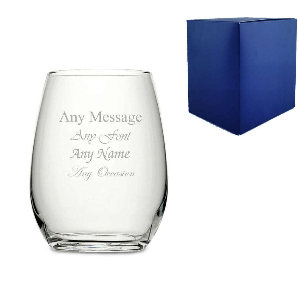 Engraved 15.5oz Stemless White Wine Glass Image 2