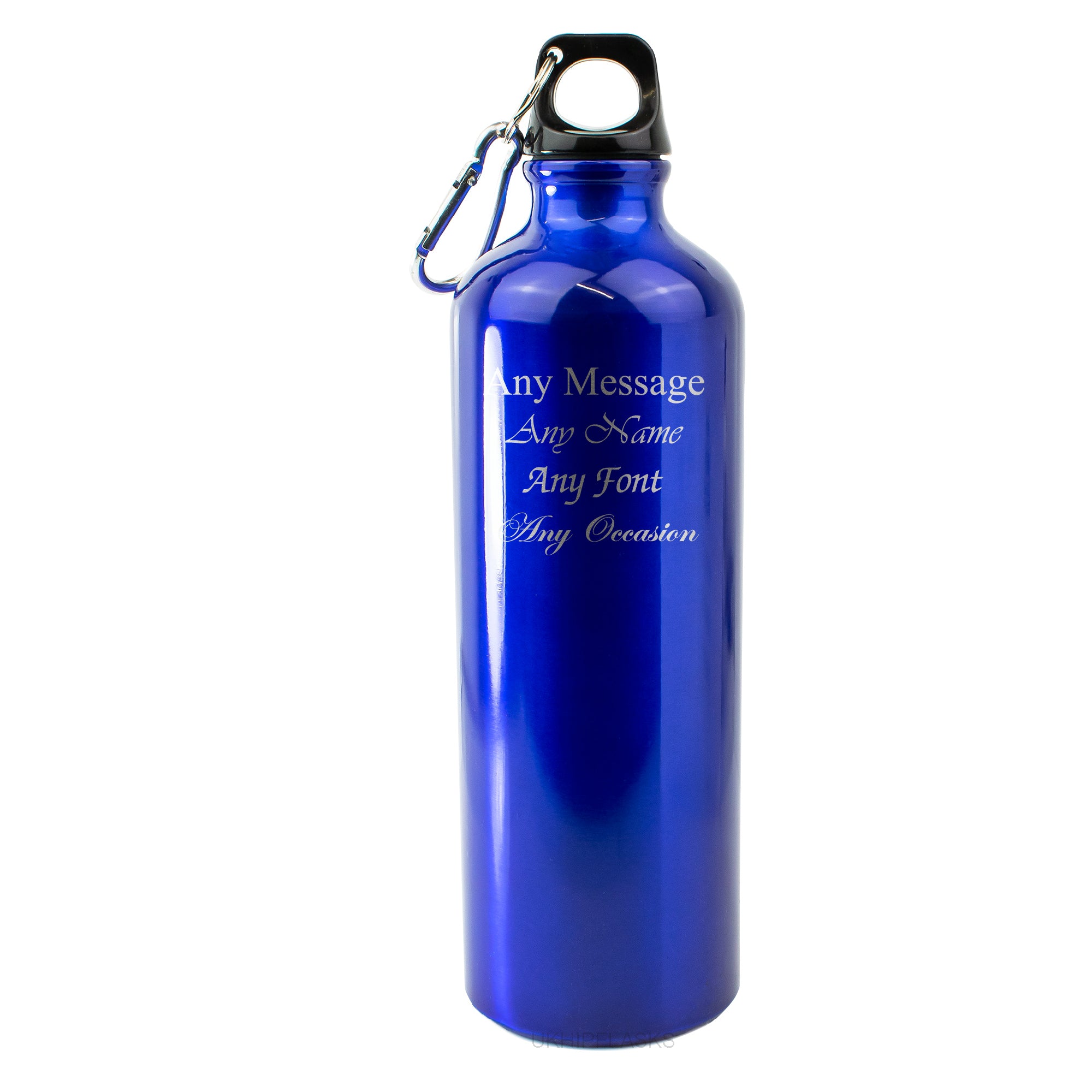 Engraved Blue Sports Bottle with any message Image 1