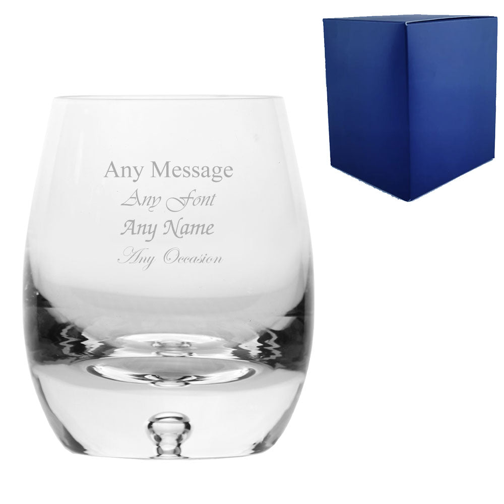 Engraved 420ml Handmade Bubble Base Barrel Whisky Tumbler With Gift Box Image 1