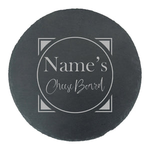 Engraved Round Slate Cheeseboard with Name's Cheeseboard with Circle Design Image 2