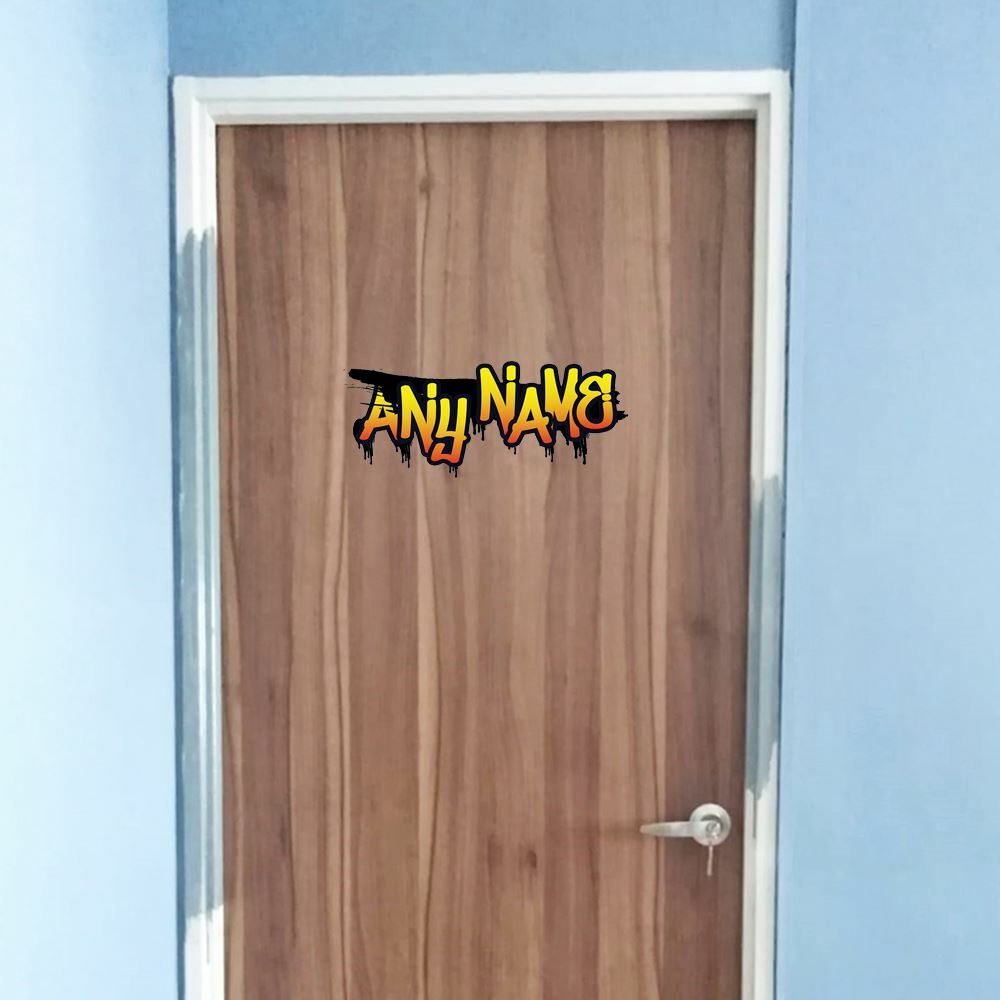 Personalised Yellow Graffit Sticker Perfect For Bedroom Doors or Wall Any Name Printed Simply Peel and Stick - 300mm wide Image 2