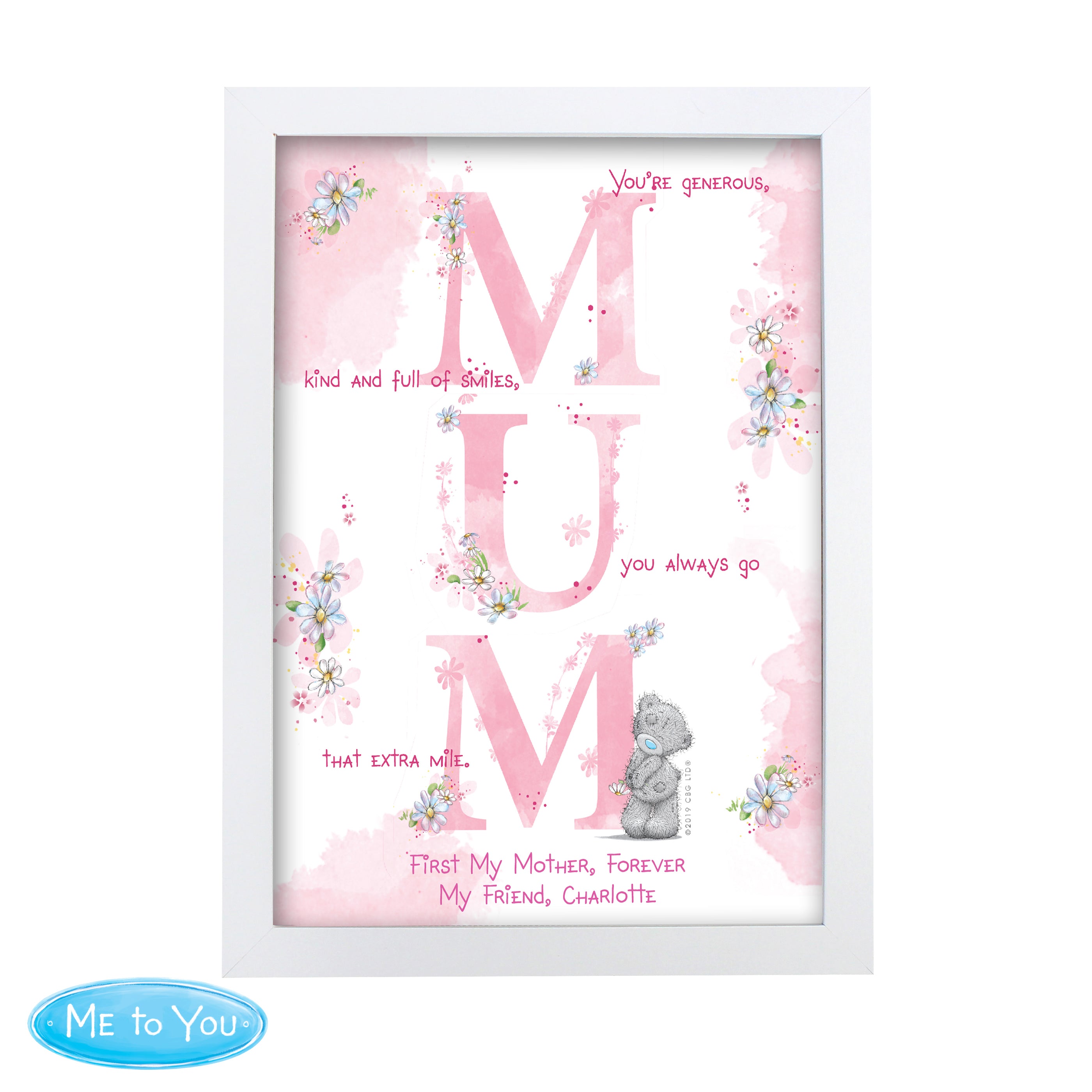 Personalised Me To You Mum White A4 Framed Print