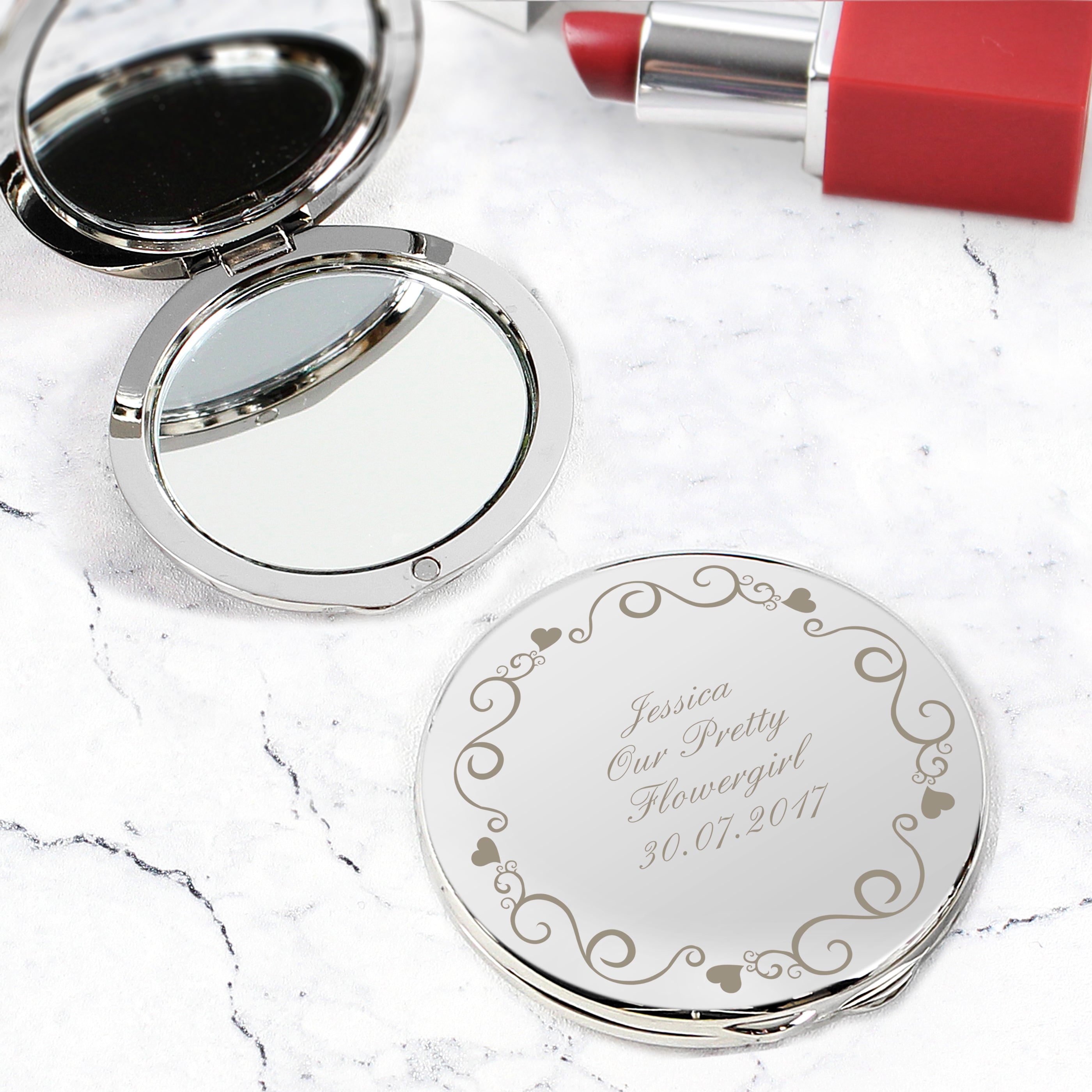 Personalised Ornate Swirl Compact Mirror