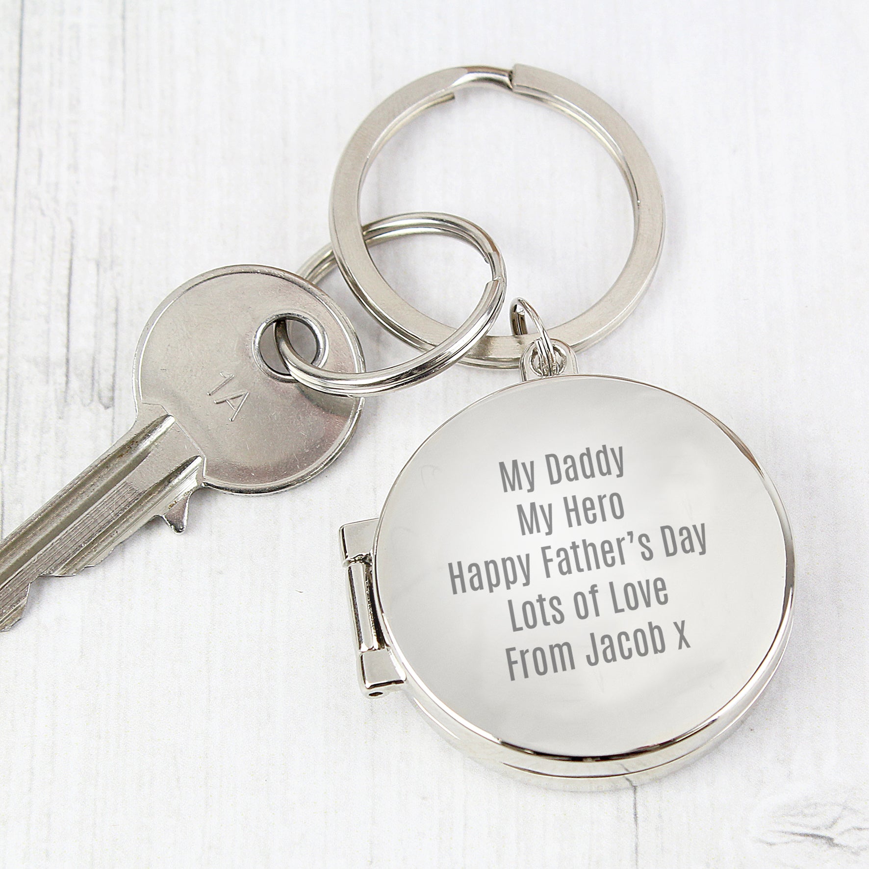 Personalised Free Text Round Photo keyring