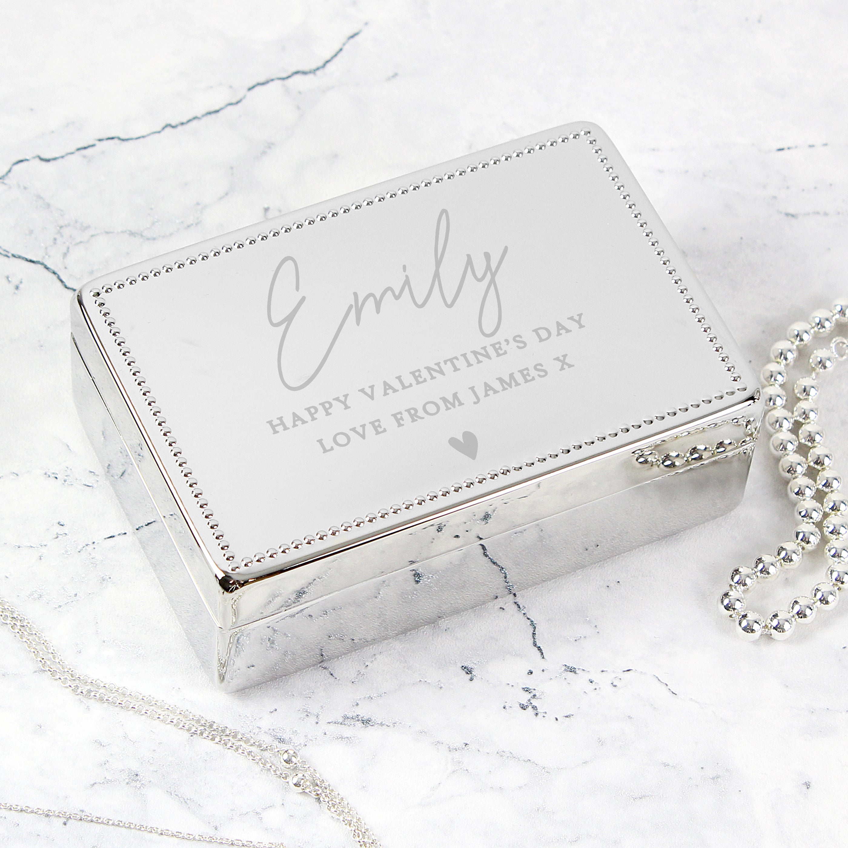 Personalised Name and Message Rectangular Jewellery Box