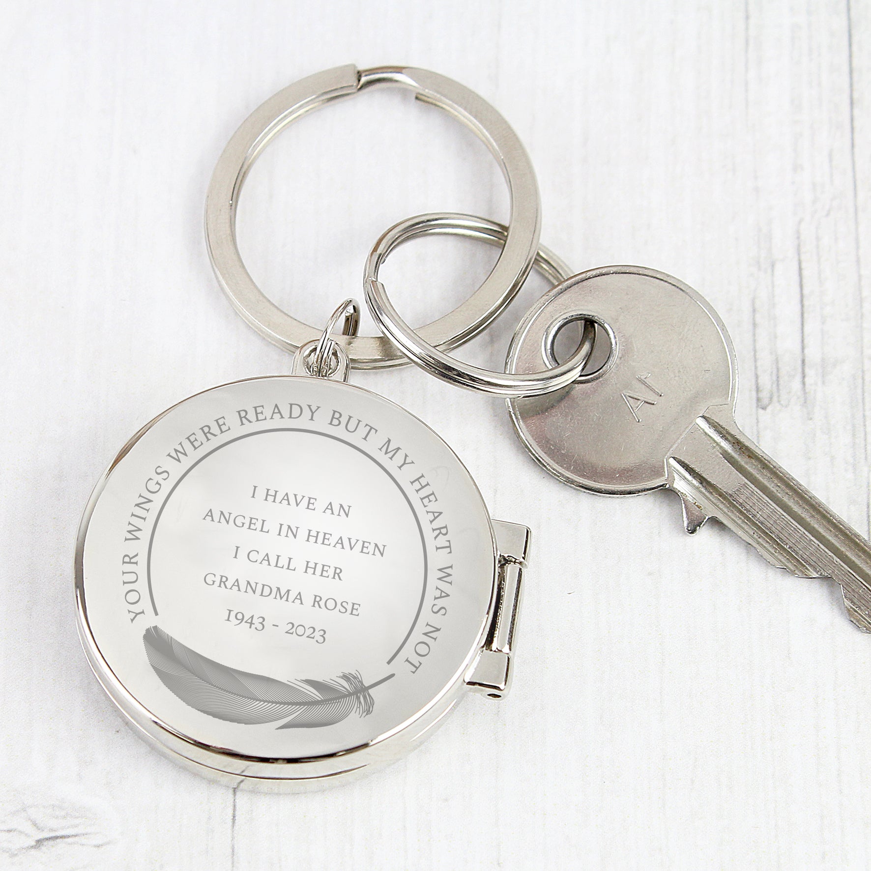 Personalised In Loving Memory Round Photo Keyring