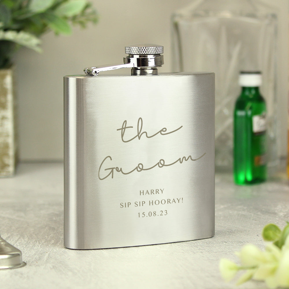 Personalised Message Wedding Party Hip Flask