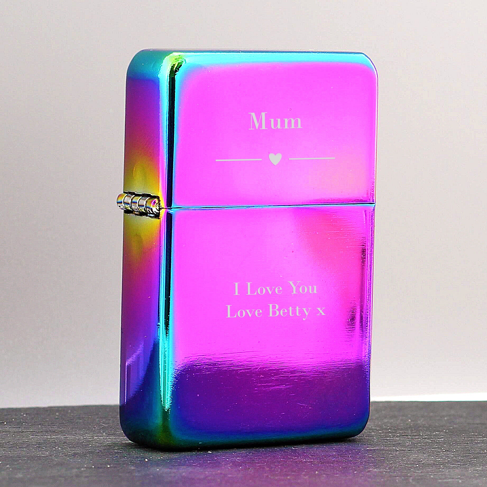 Personalised Decorative Heart Rainbow Lighter