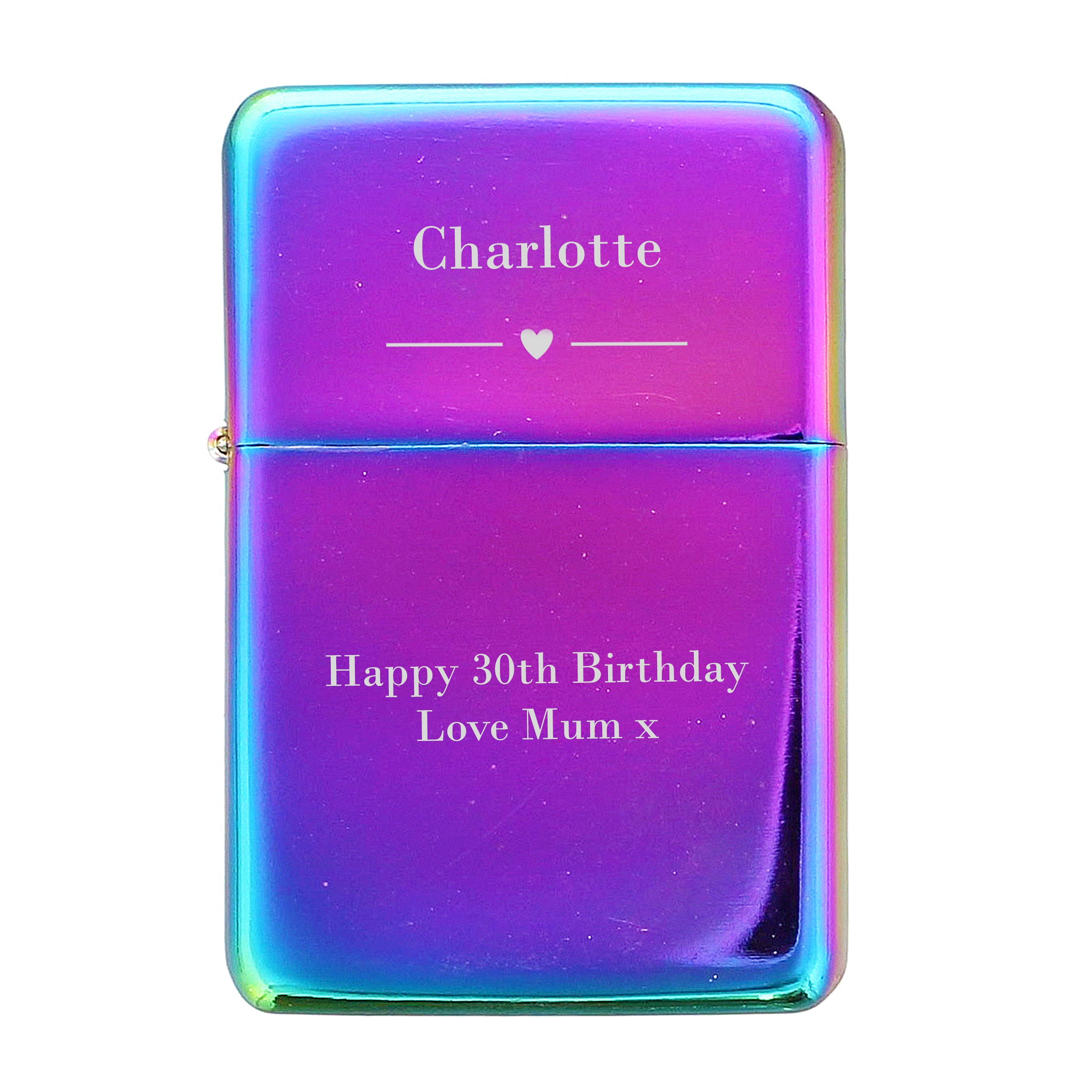 Personalised Decorative Heart Rainbow Lighter