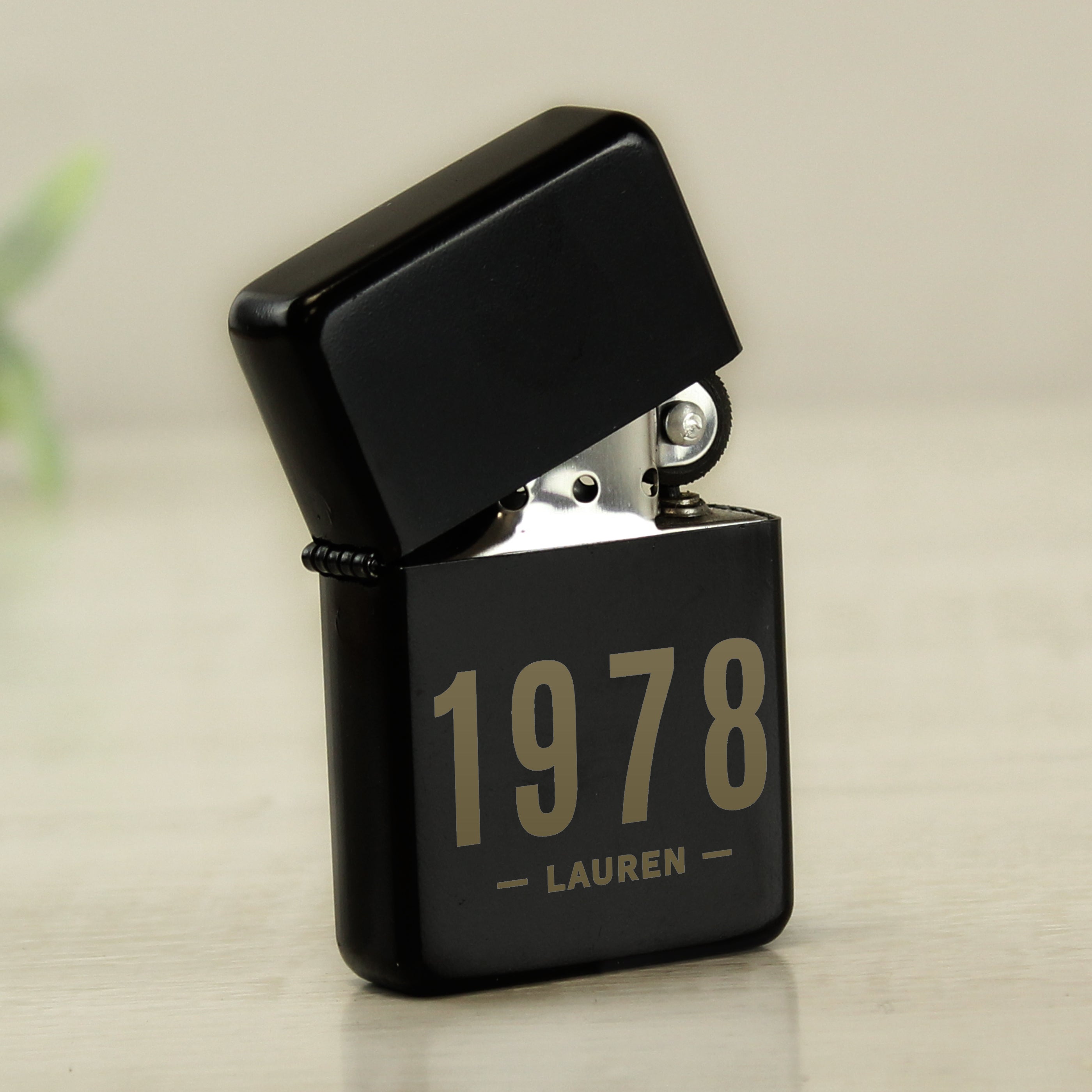 Personalised Date & Name Black Lighter