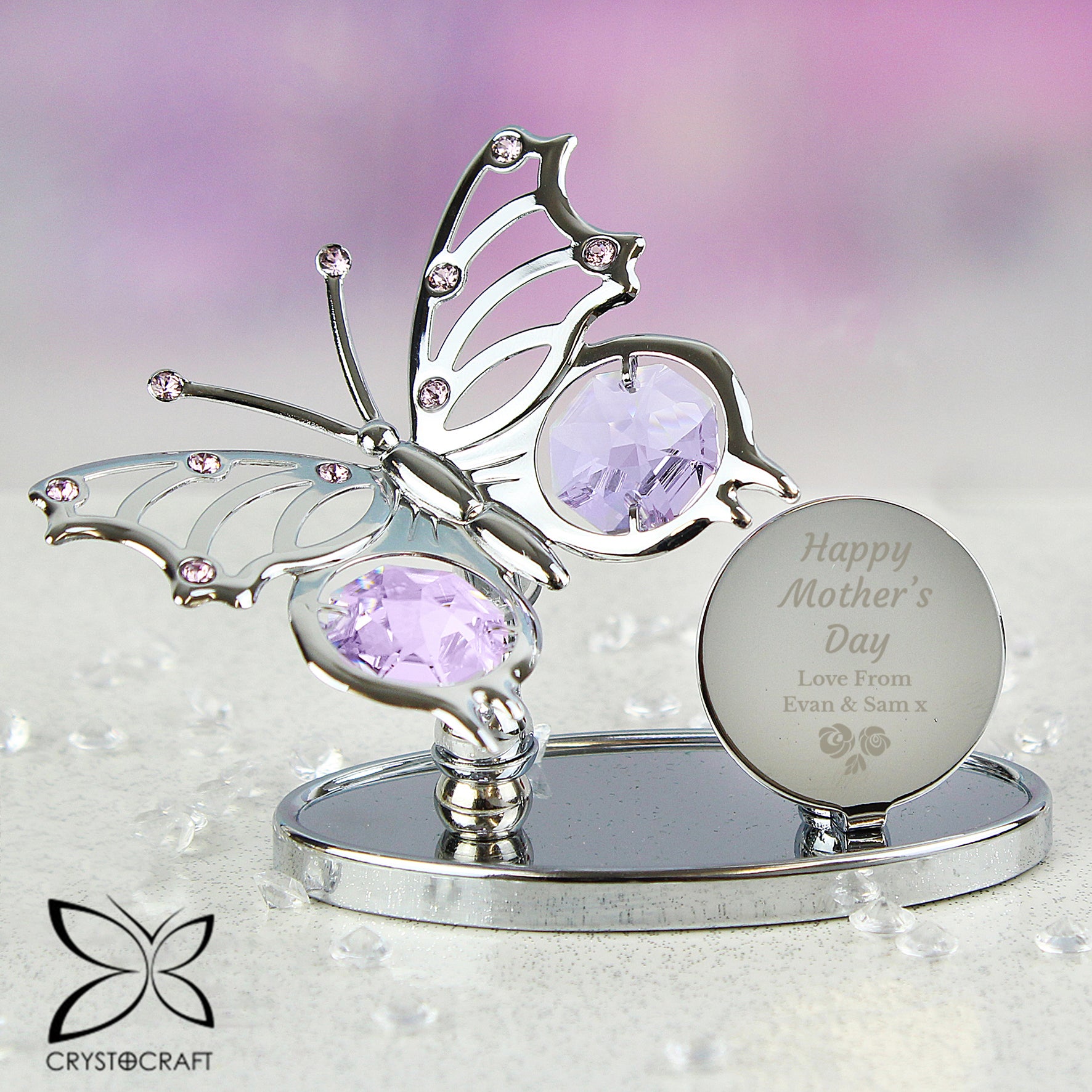 Personalised Happy Mothers Day Crystocraft Butterfly