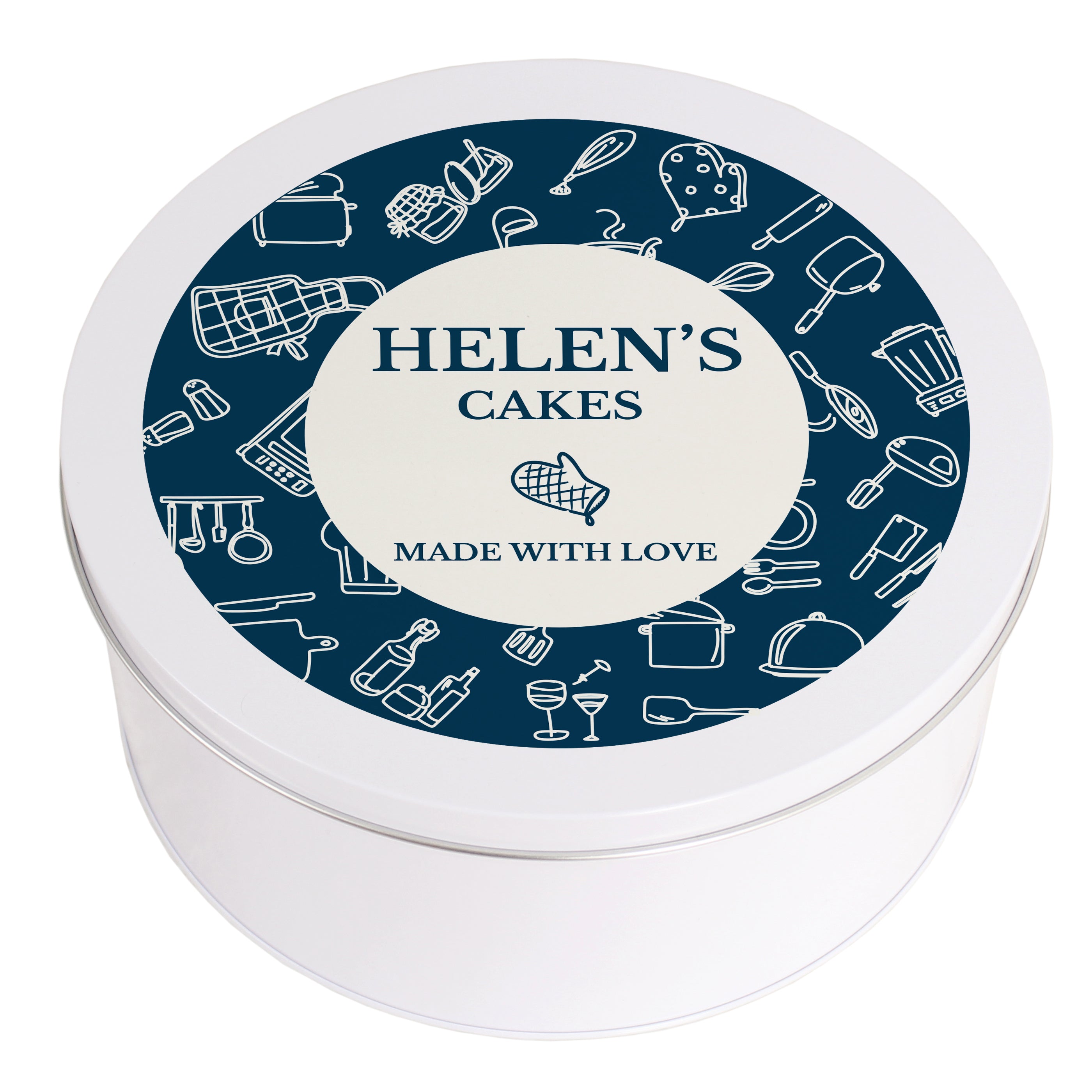 Personalised Navy Kitchen Design Cake Tin