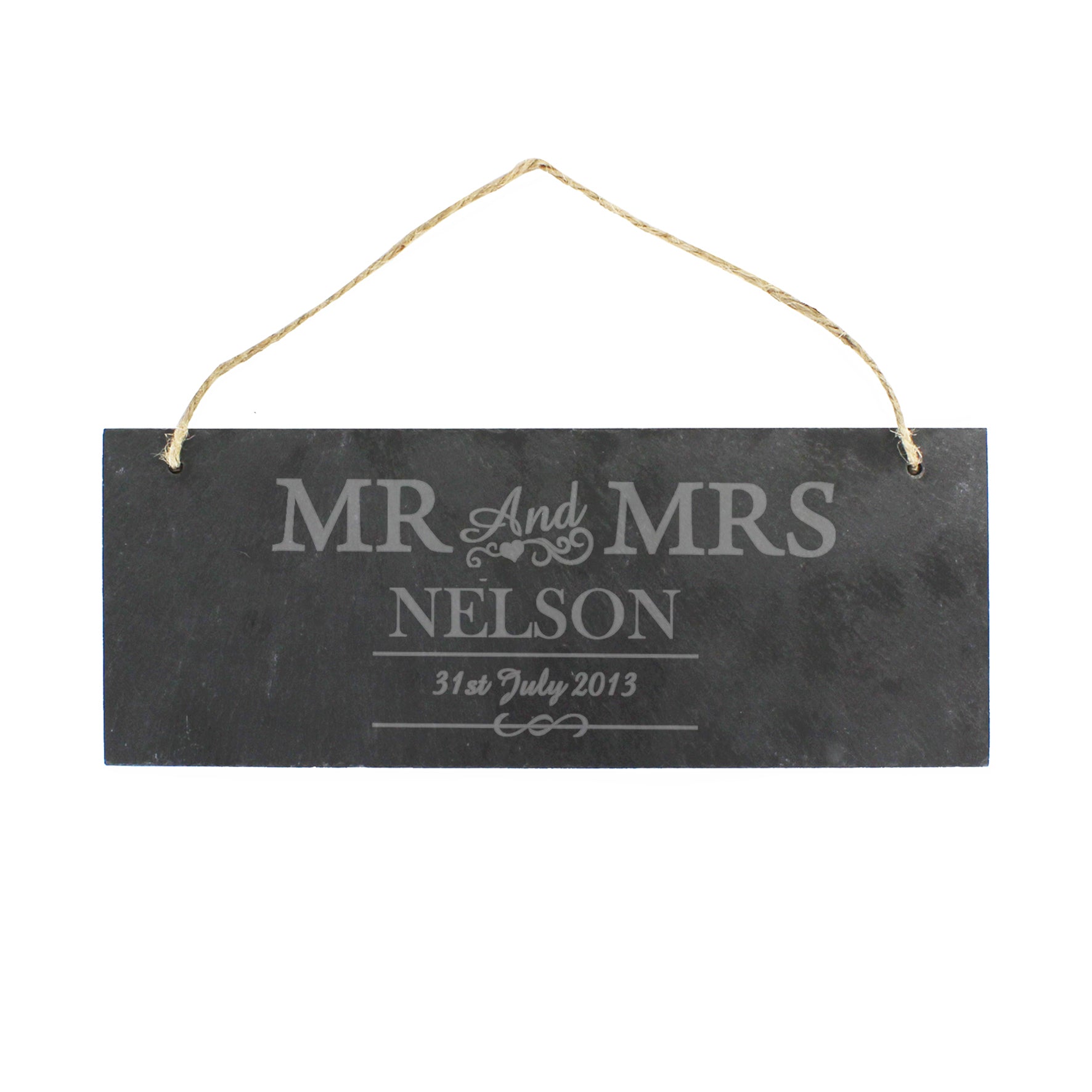 Personalised Mr & Mrs Hanging Slate Plaque