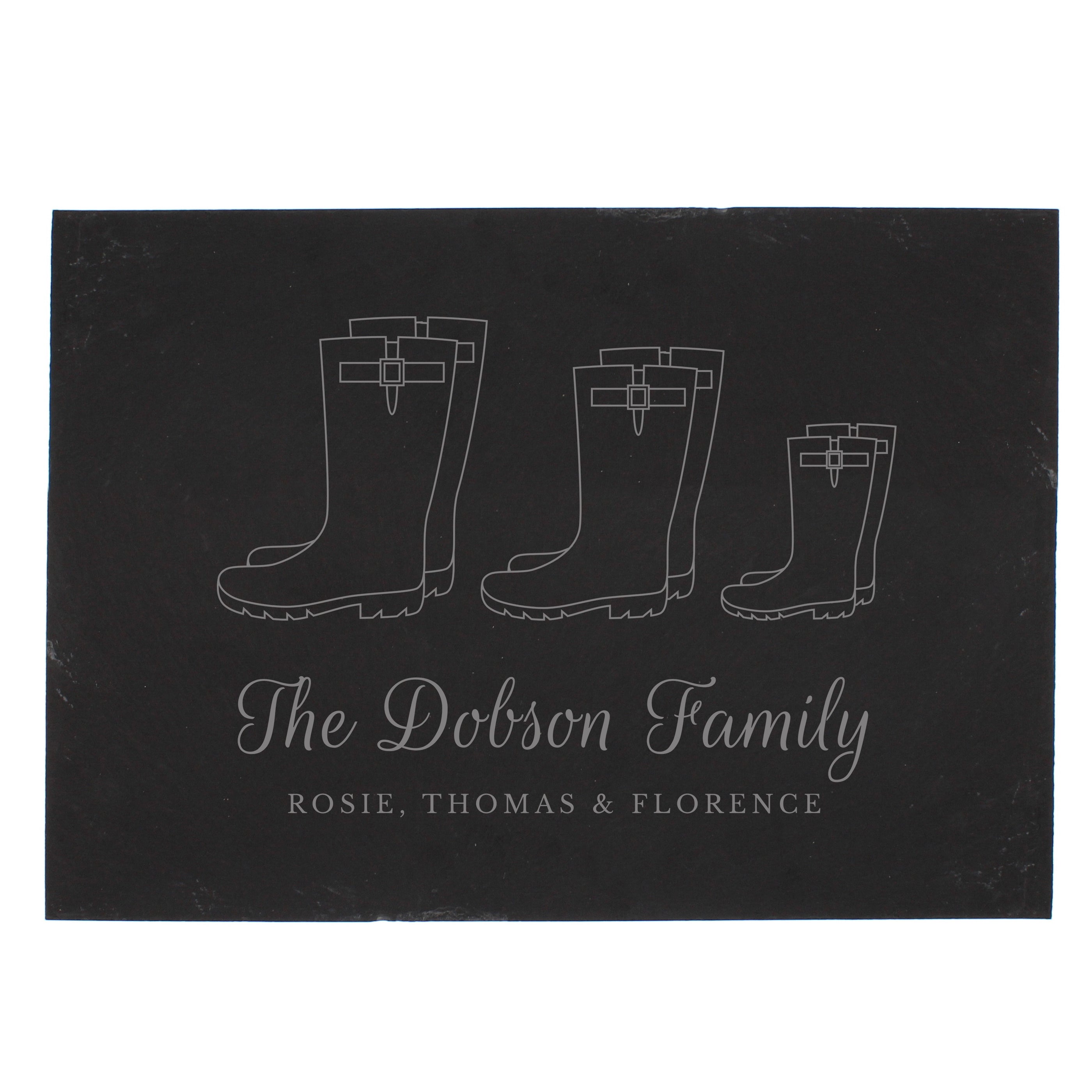 Personalised Welly Boot Family of Three Slate