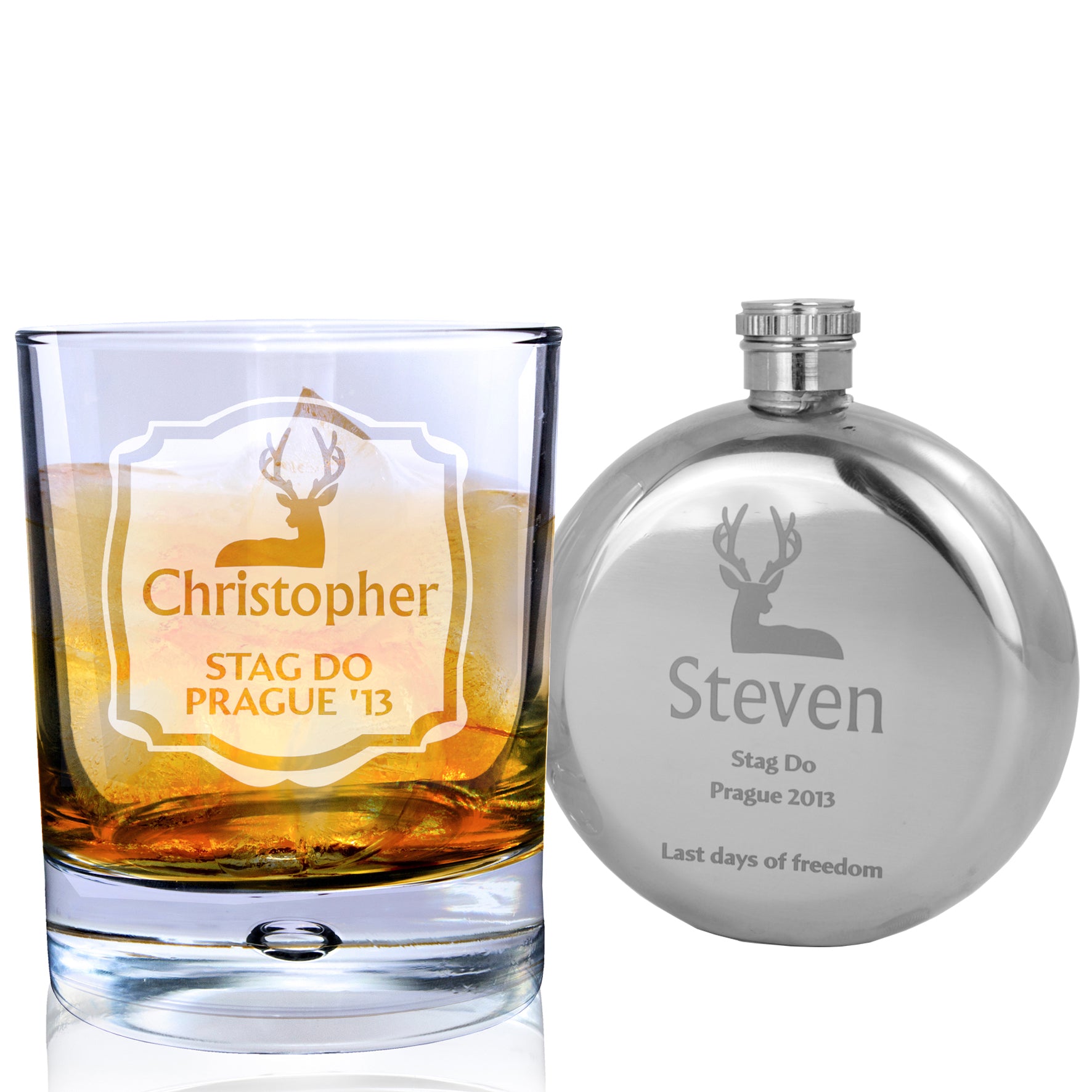 Personalised Stag Tumbler Bubble Glass