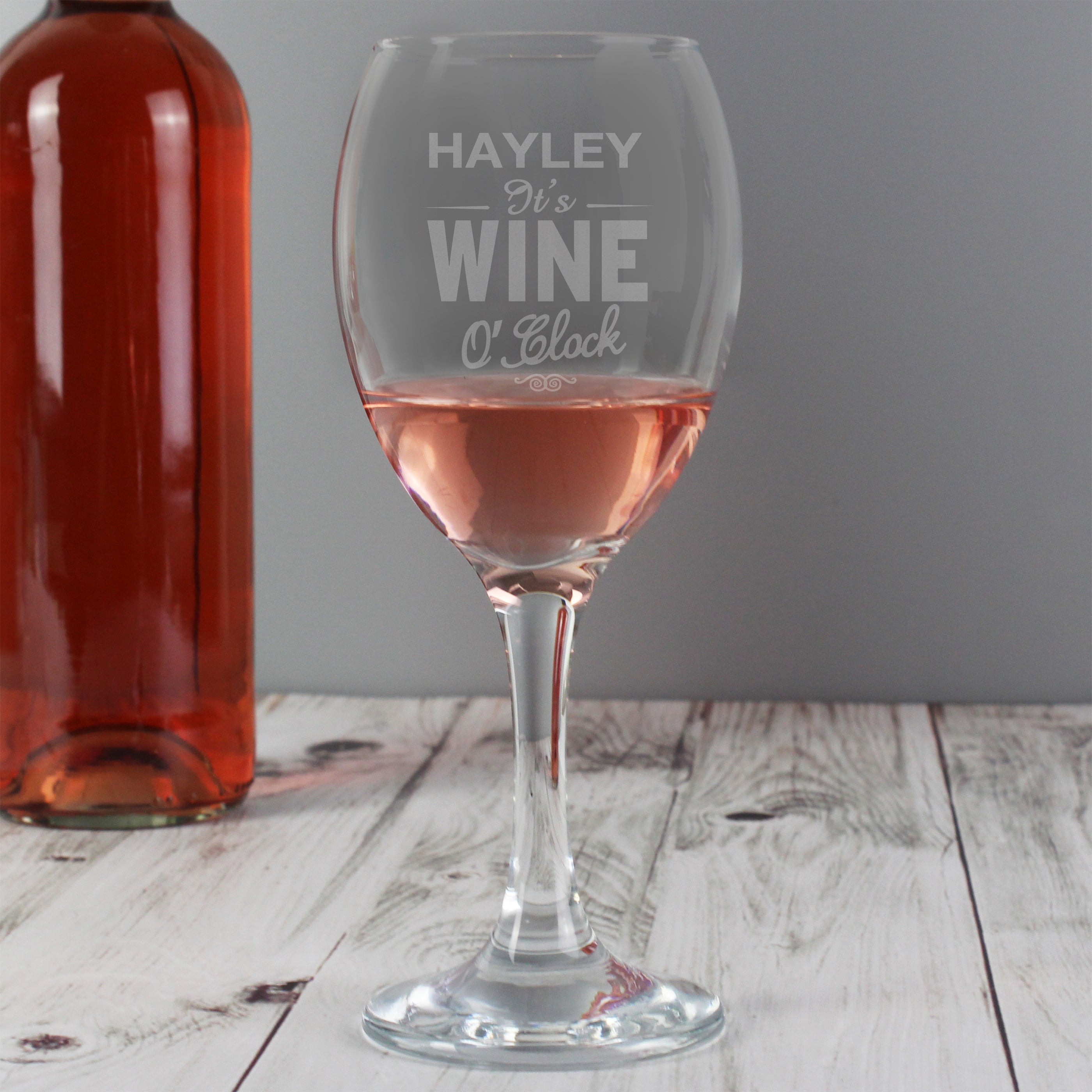 Personalised Wine O'Clock Engraved Wine Glass