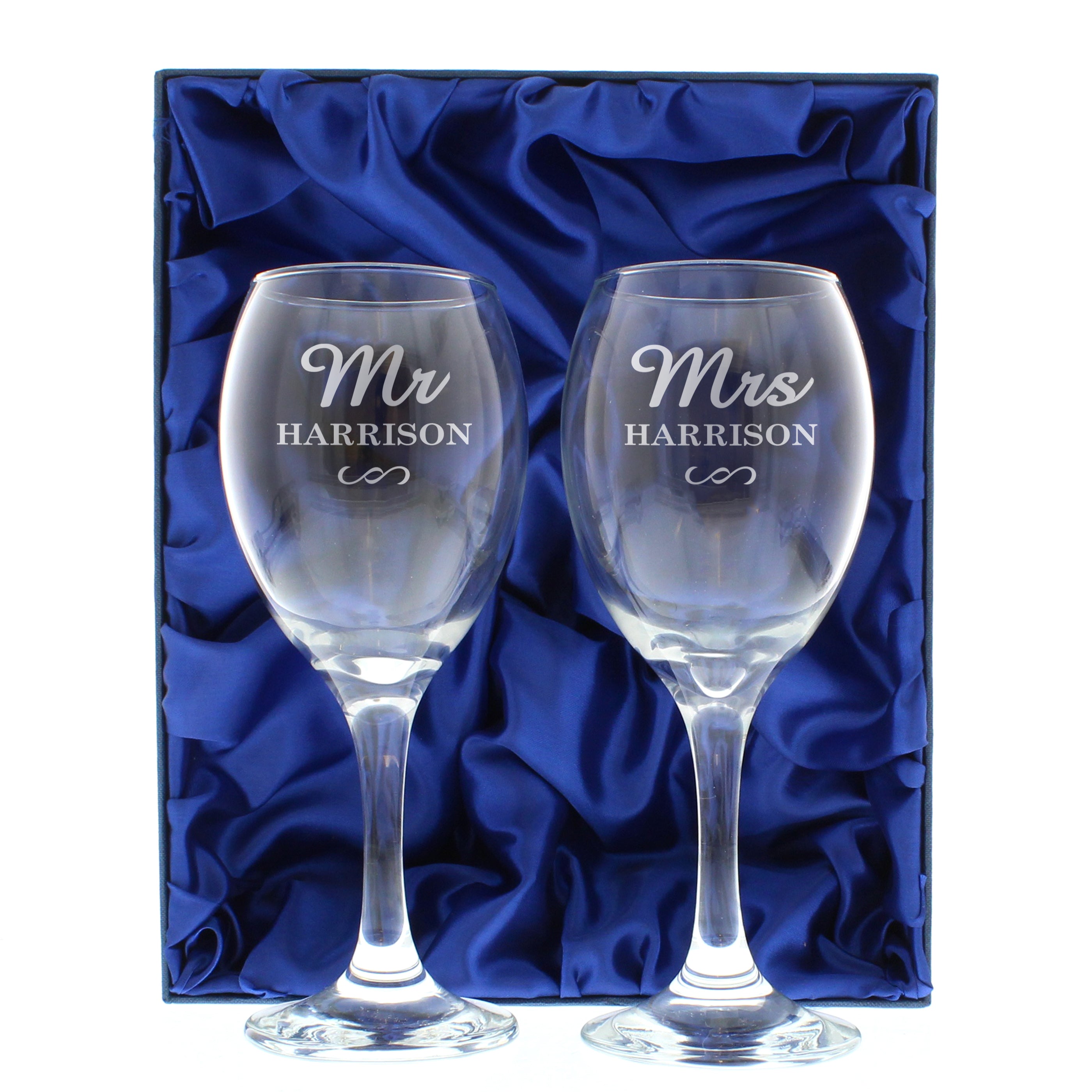 Personalised Mr & Mrs Wine Glass Set