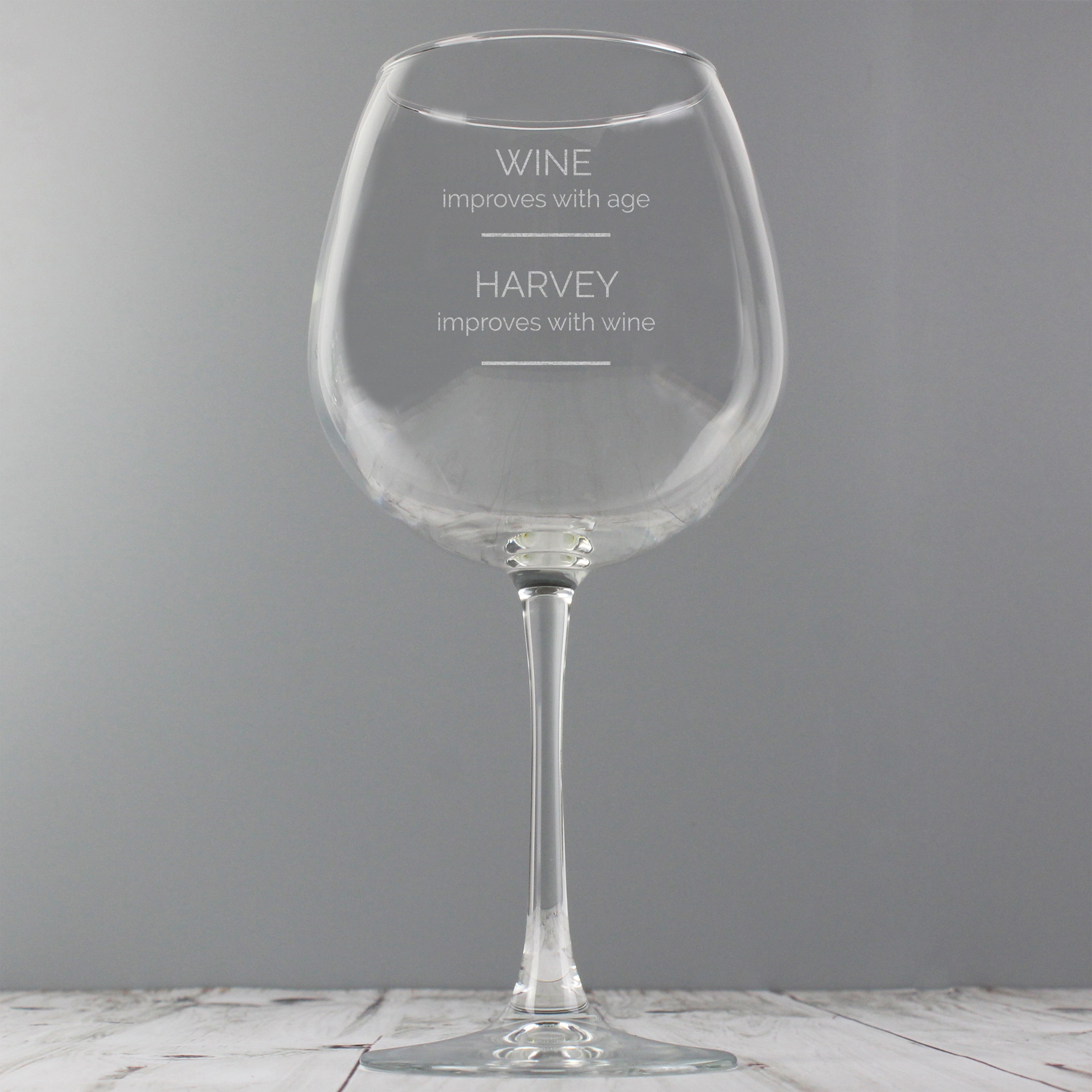 Personalised 'Wine Improves with Age' Bottle of Wine Glass