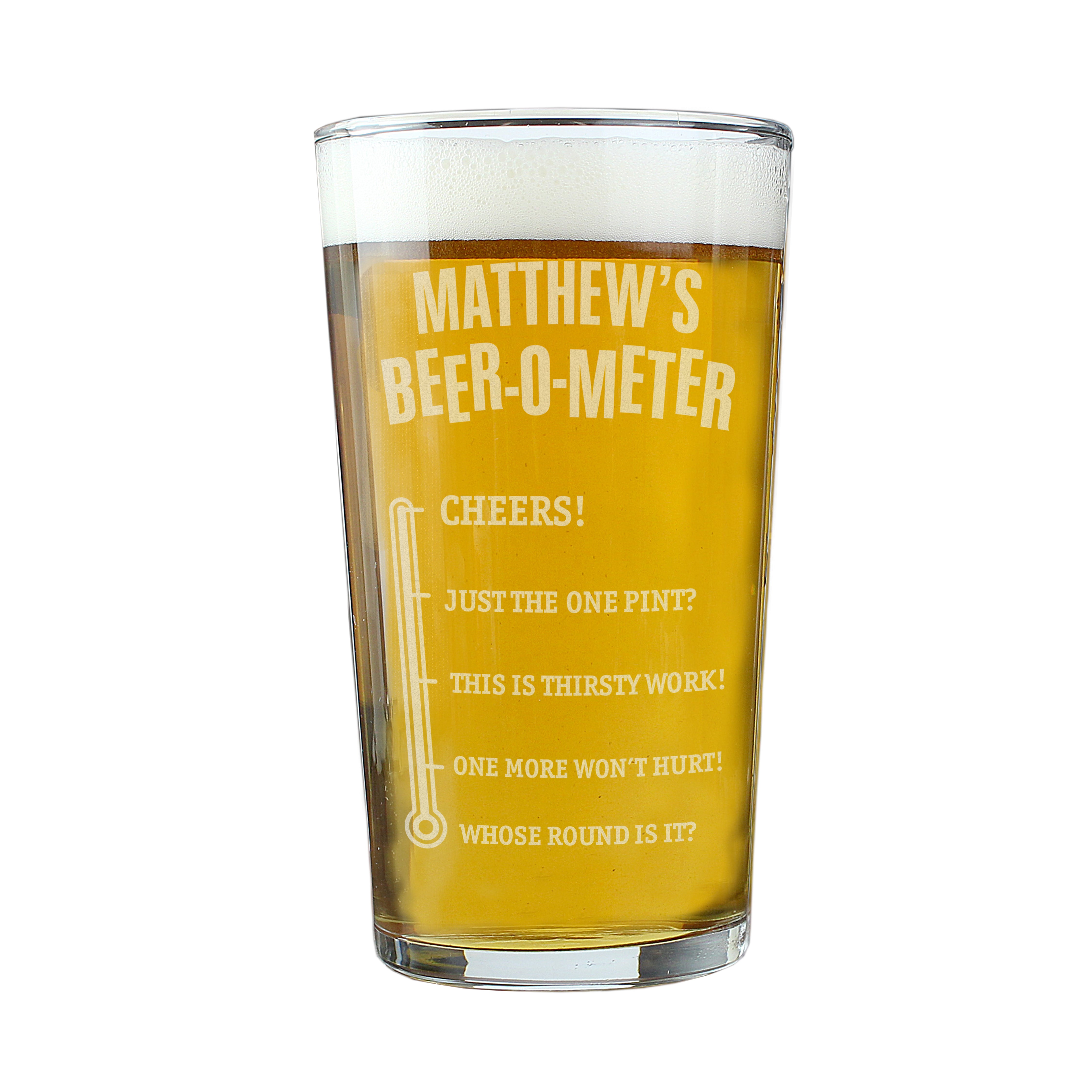 Personalised Beer-o-Meter Pint Glass