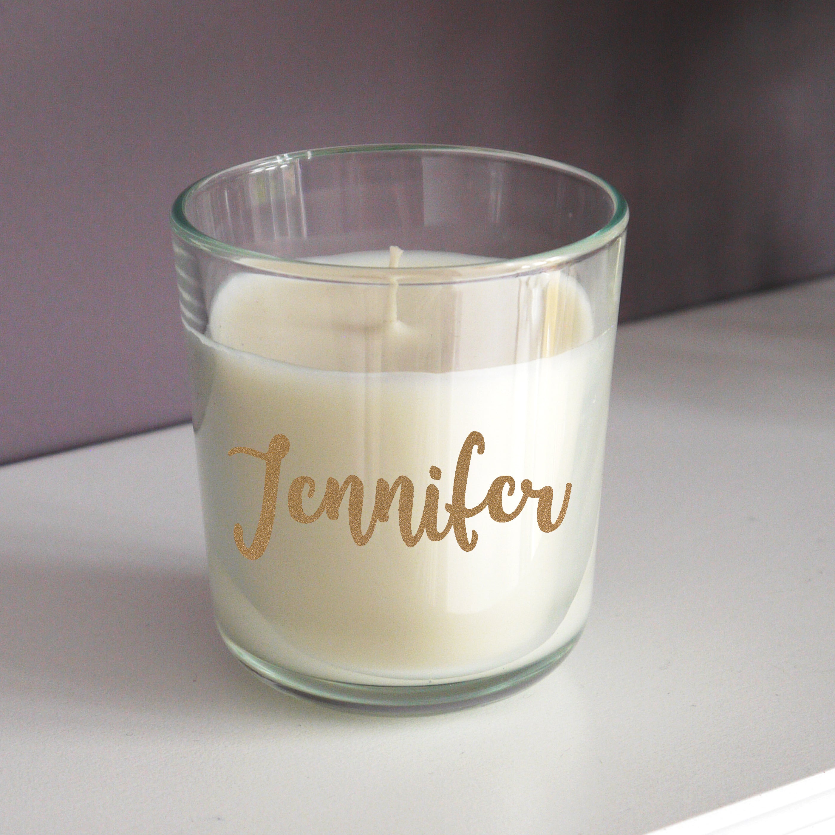 Personalised Gold Name Scented Jar Candle