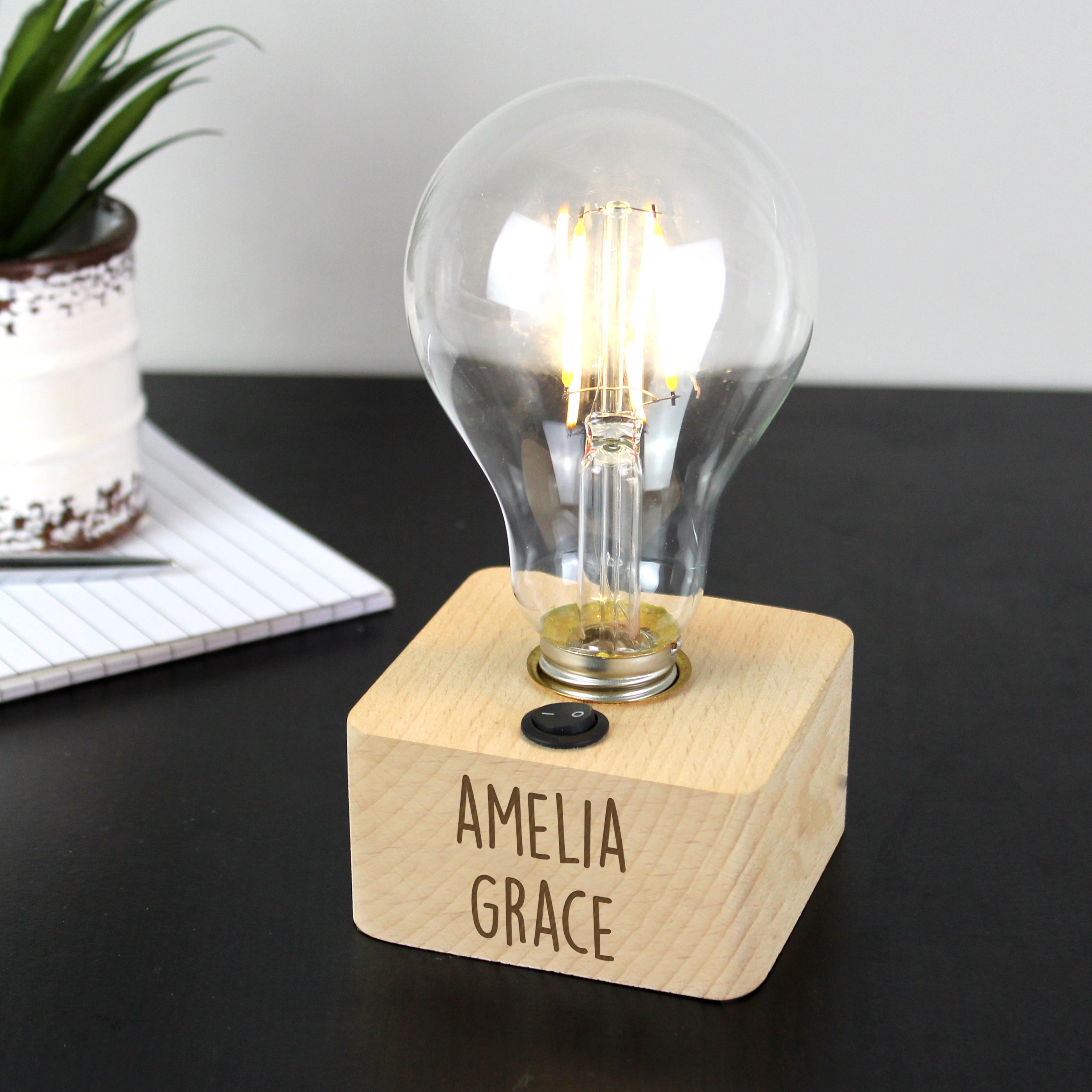 Personalised Free Text LED Bulb Table Lamp