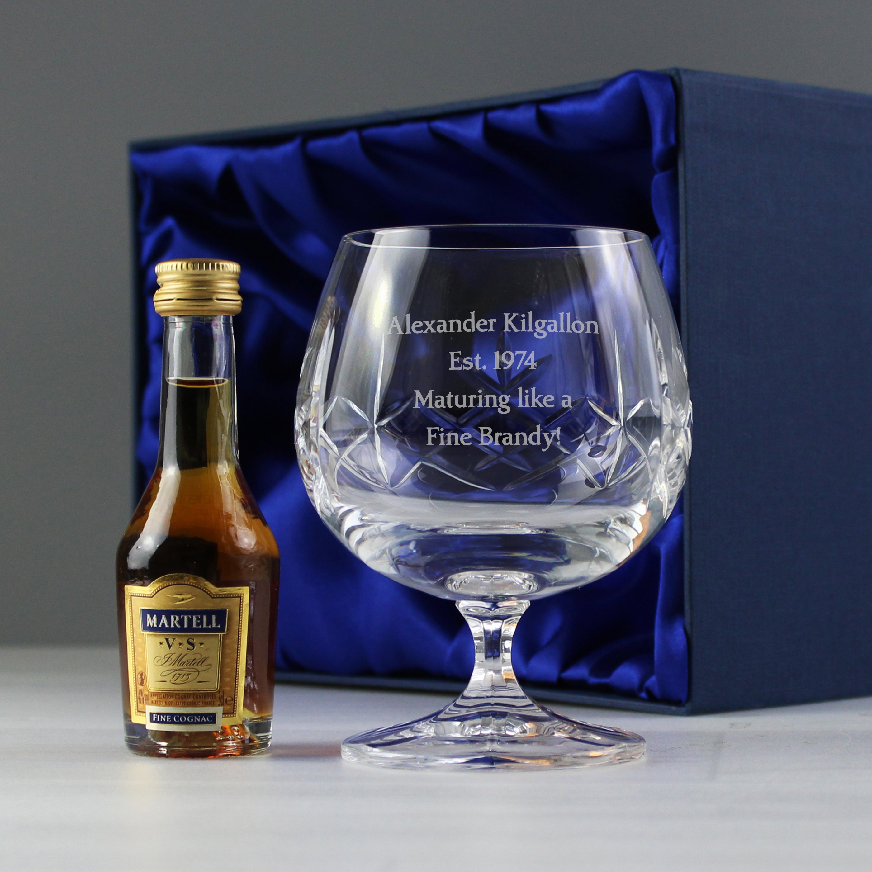 Personalised Cut Crystal & Brandy Gift Set