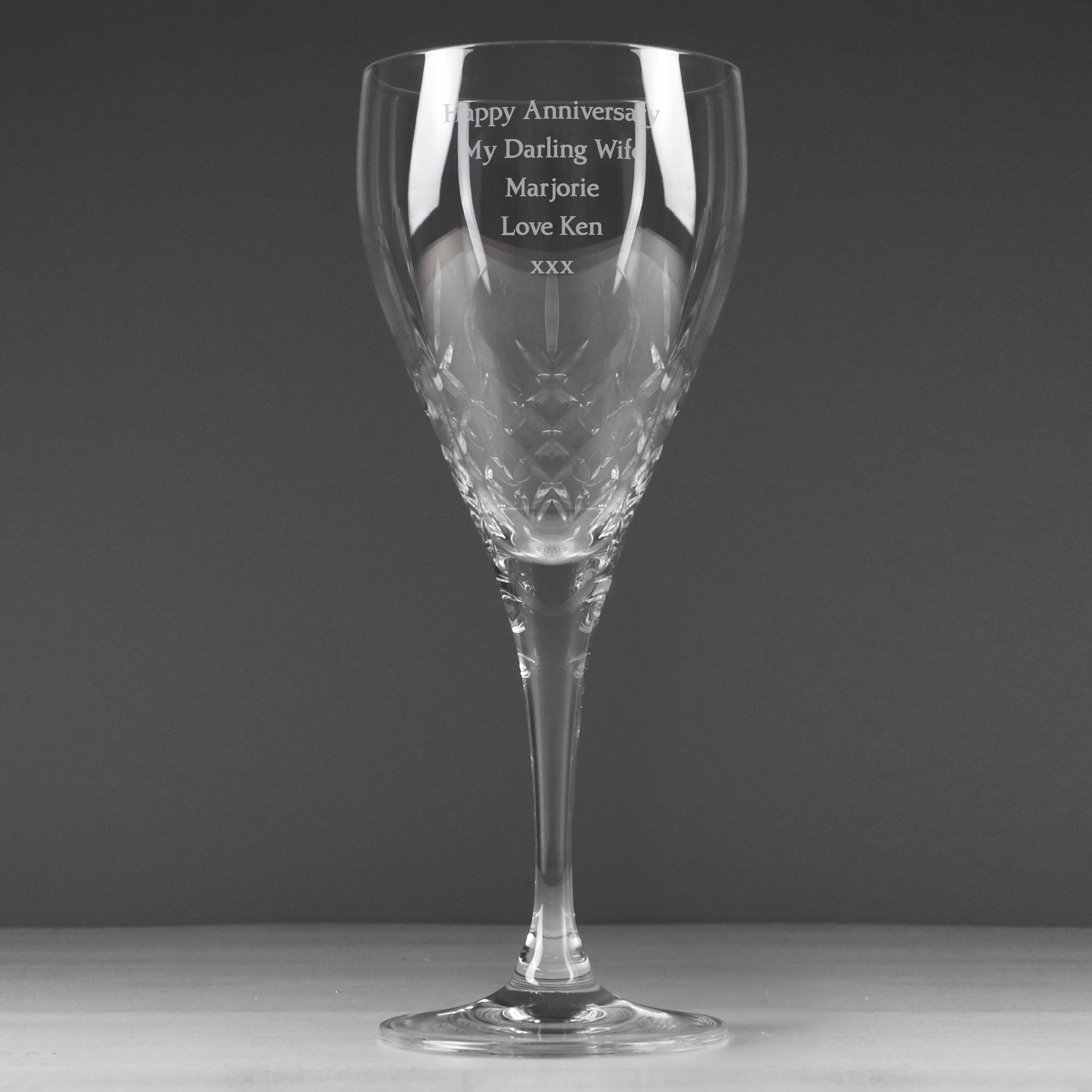 Personalised Cut Crystal Wine Glass