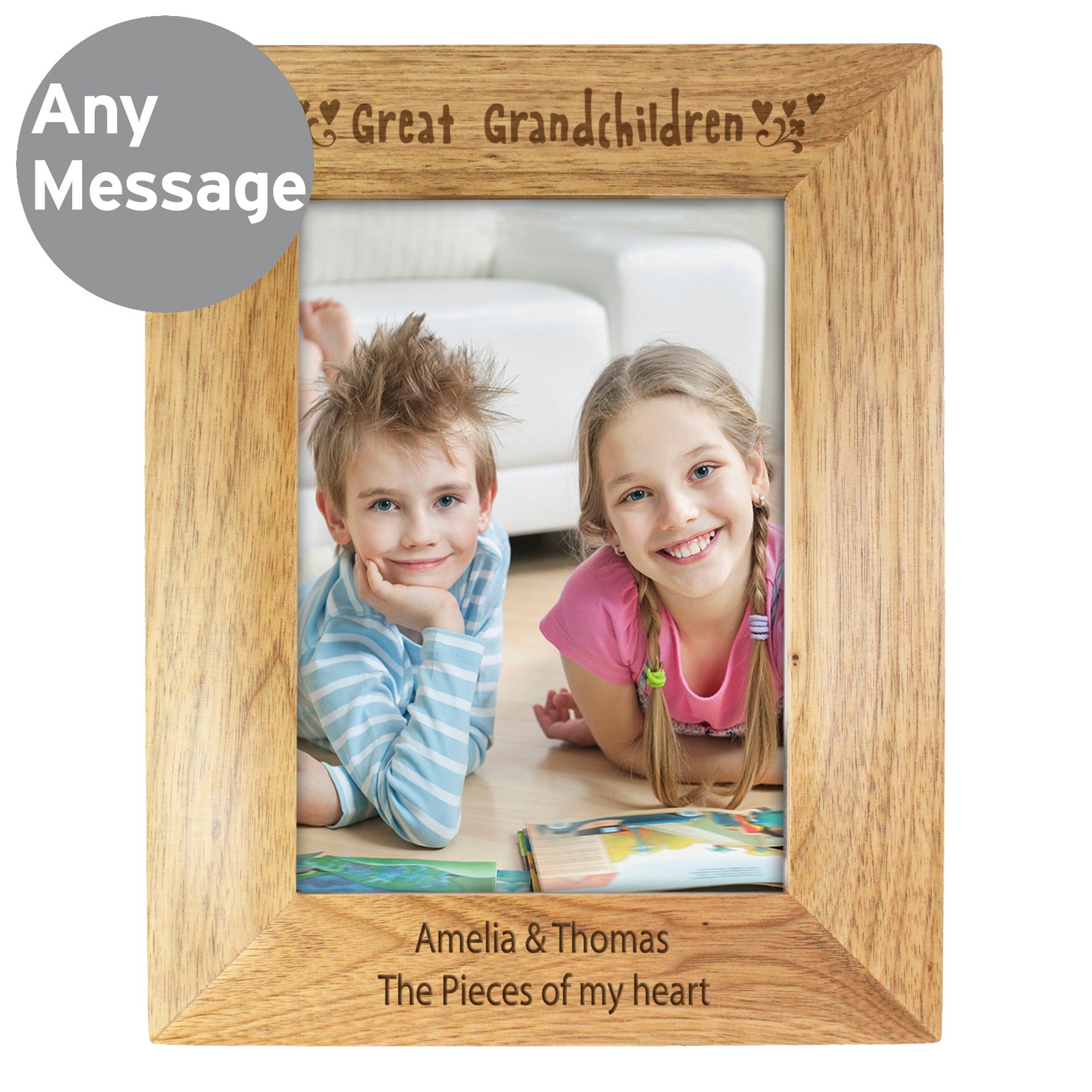 Personalised Great Grandchilden 5x7 Wooden Photo Frame