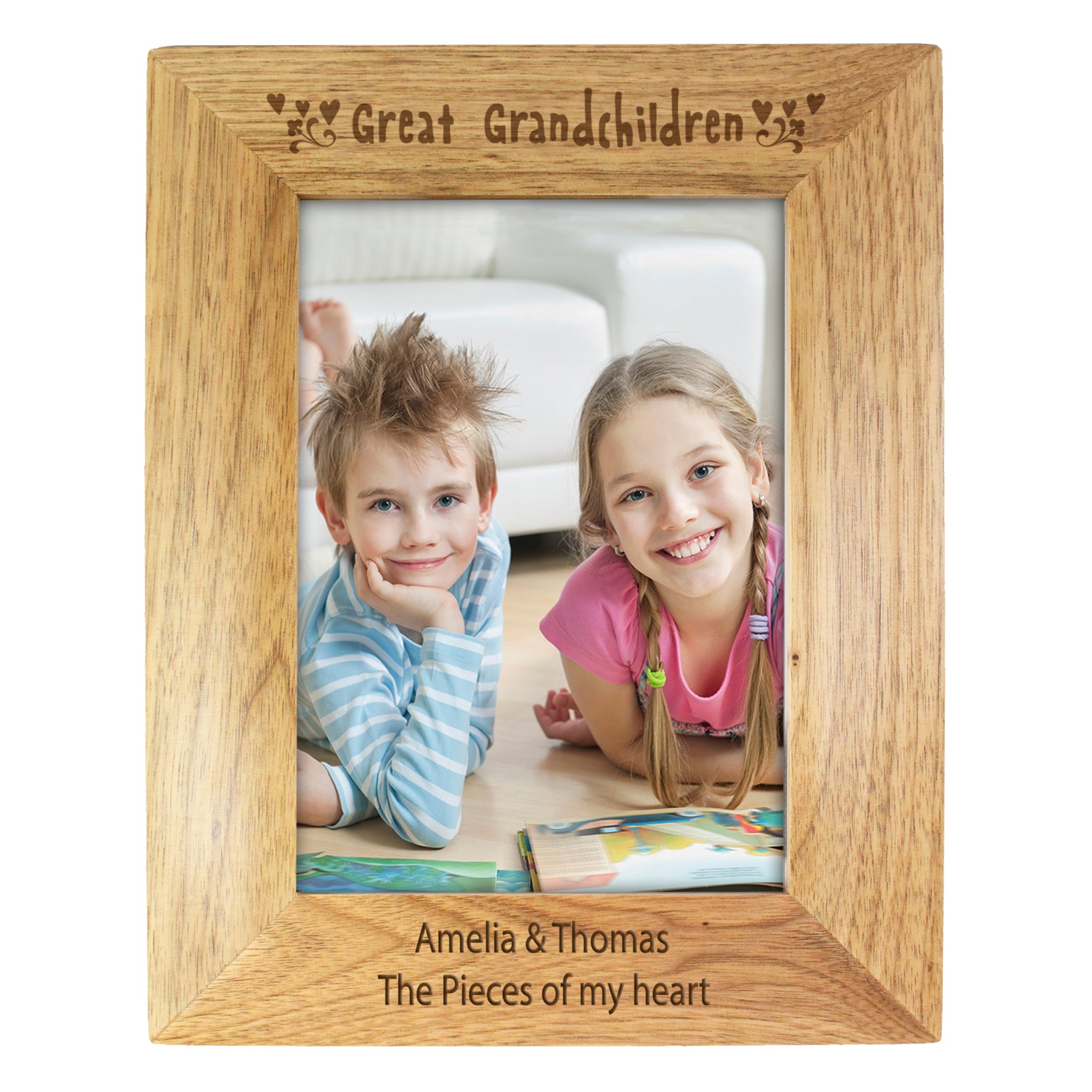 Personalised Great Grandchilden 5x7 Wooden Photo Frame