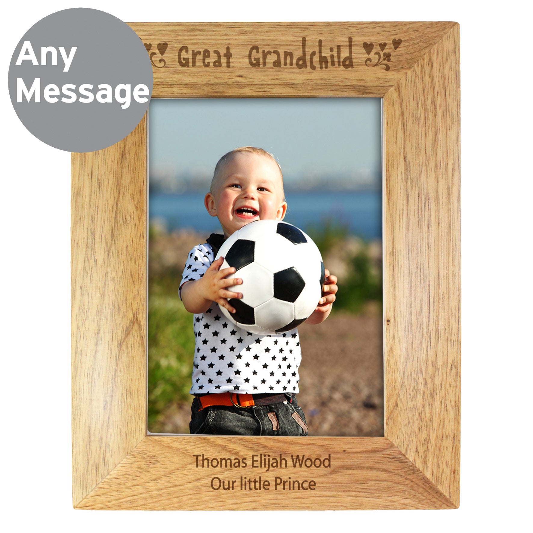 Personalised Great Grandchild 5x7 Wooden Photo Frame