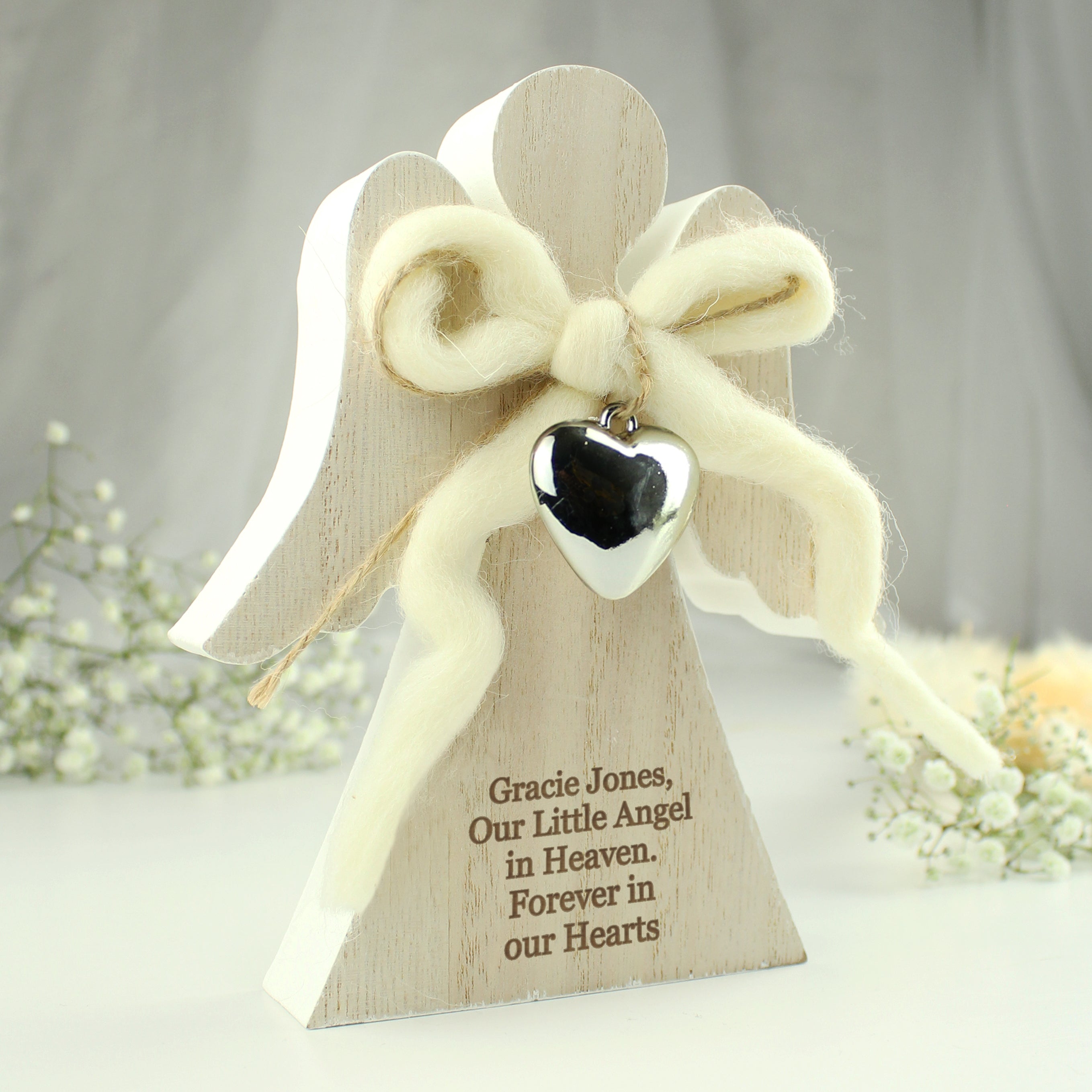 Personalised Rustic Wooden Angel Decoration