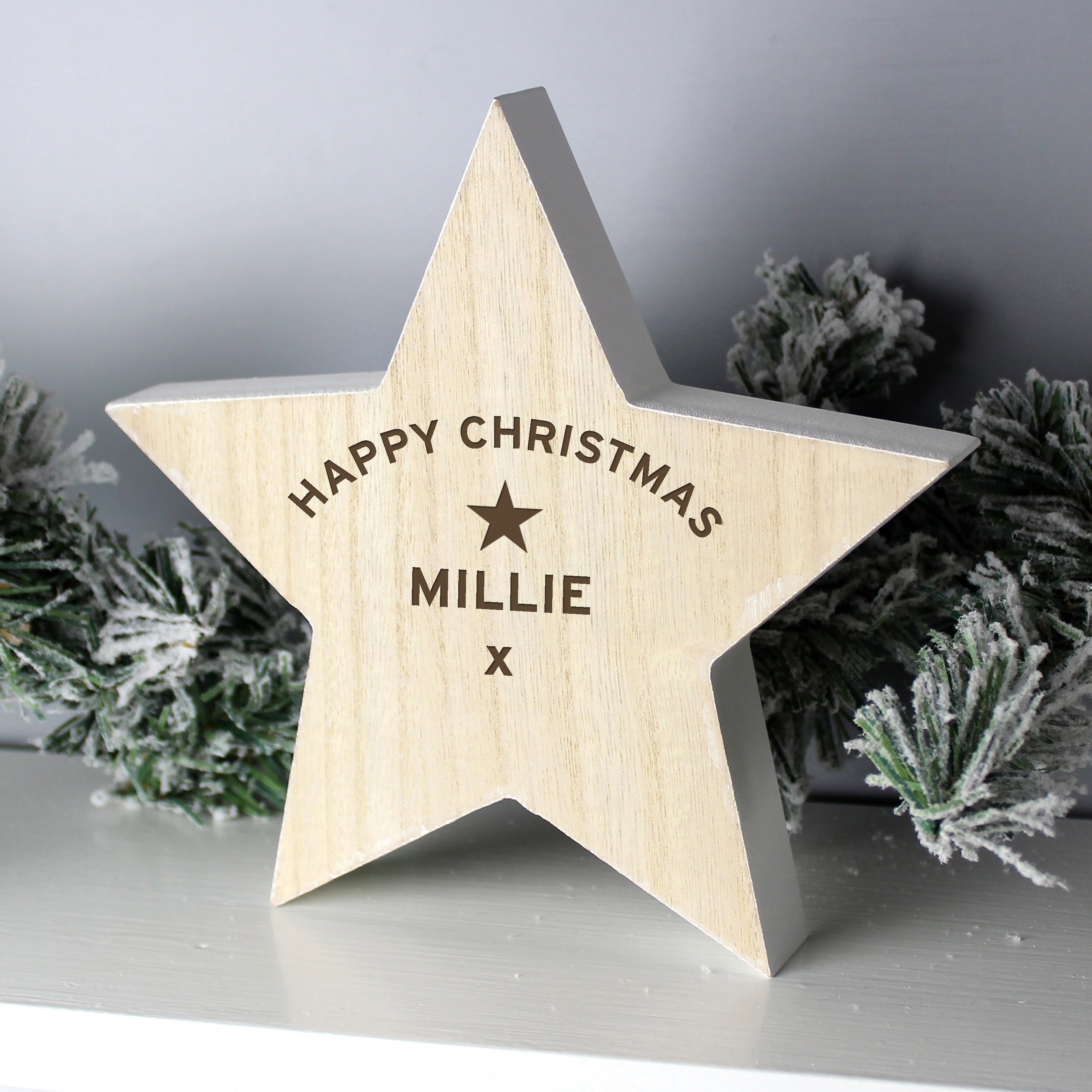 Personalised Rustic Wooden Star Decoration