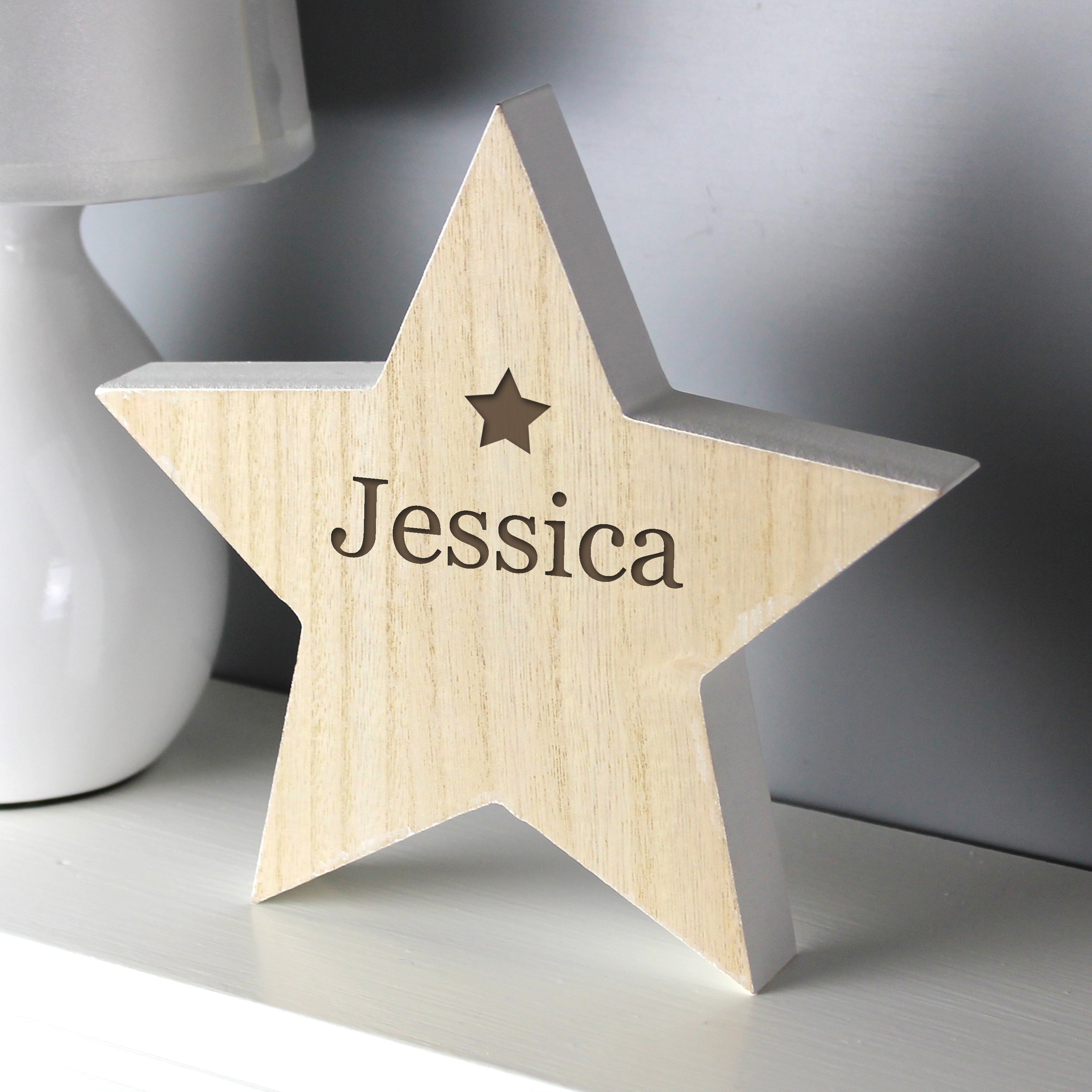 Personalised Any Name Rustic Wooden Star Decoration