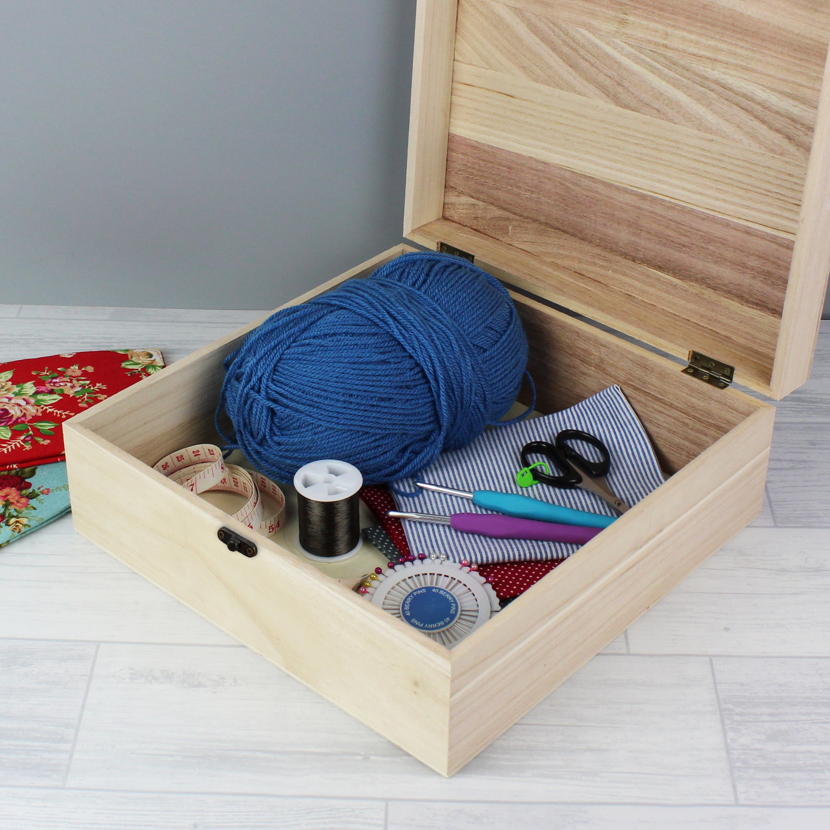 Personalised Floral Large Wooden Keepsake Box