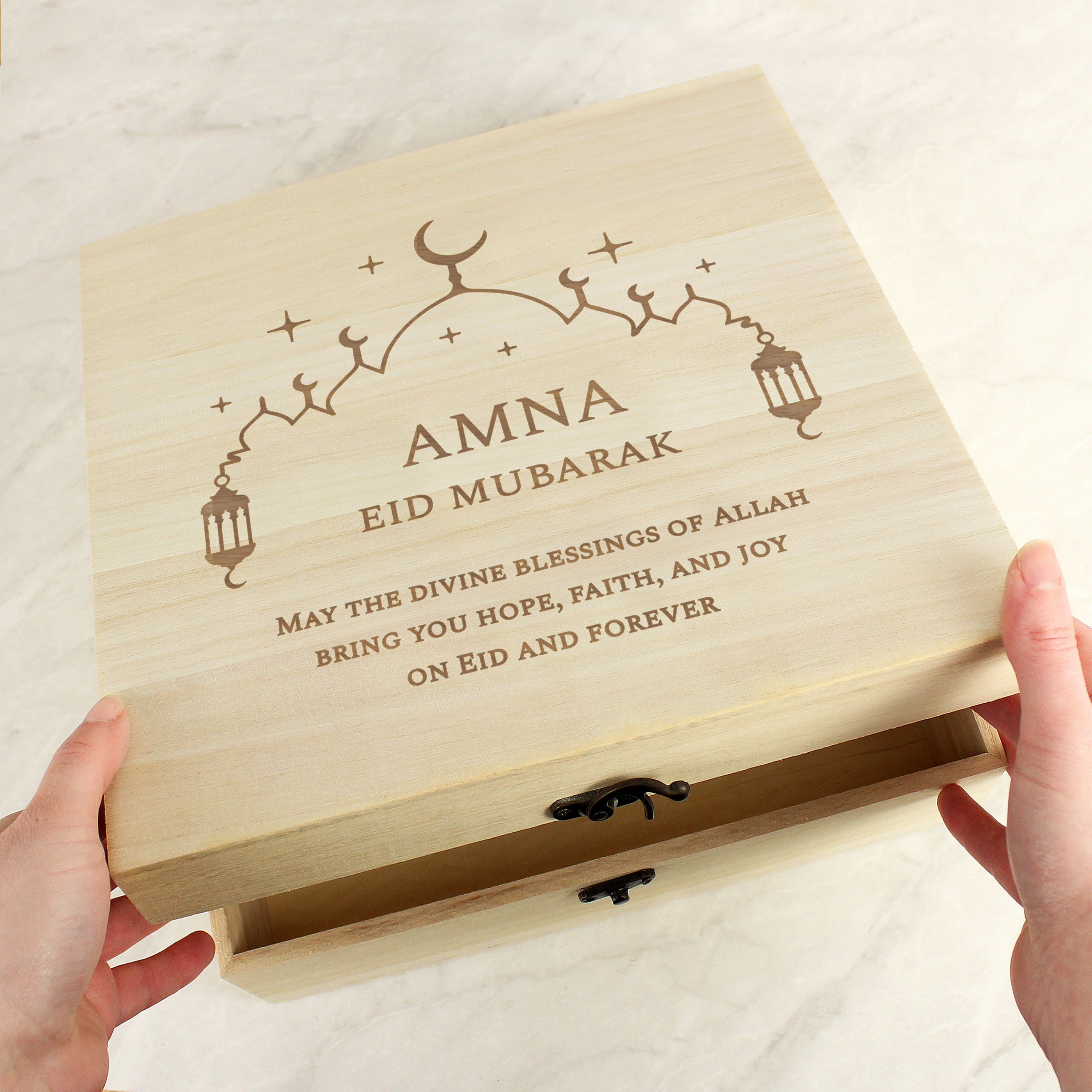 Personalised Eid and Ramadan Large Wooden Keepsake Box