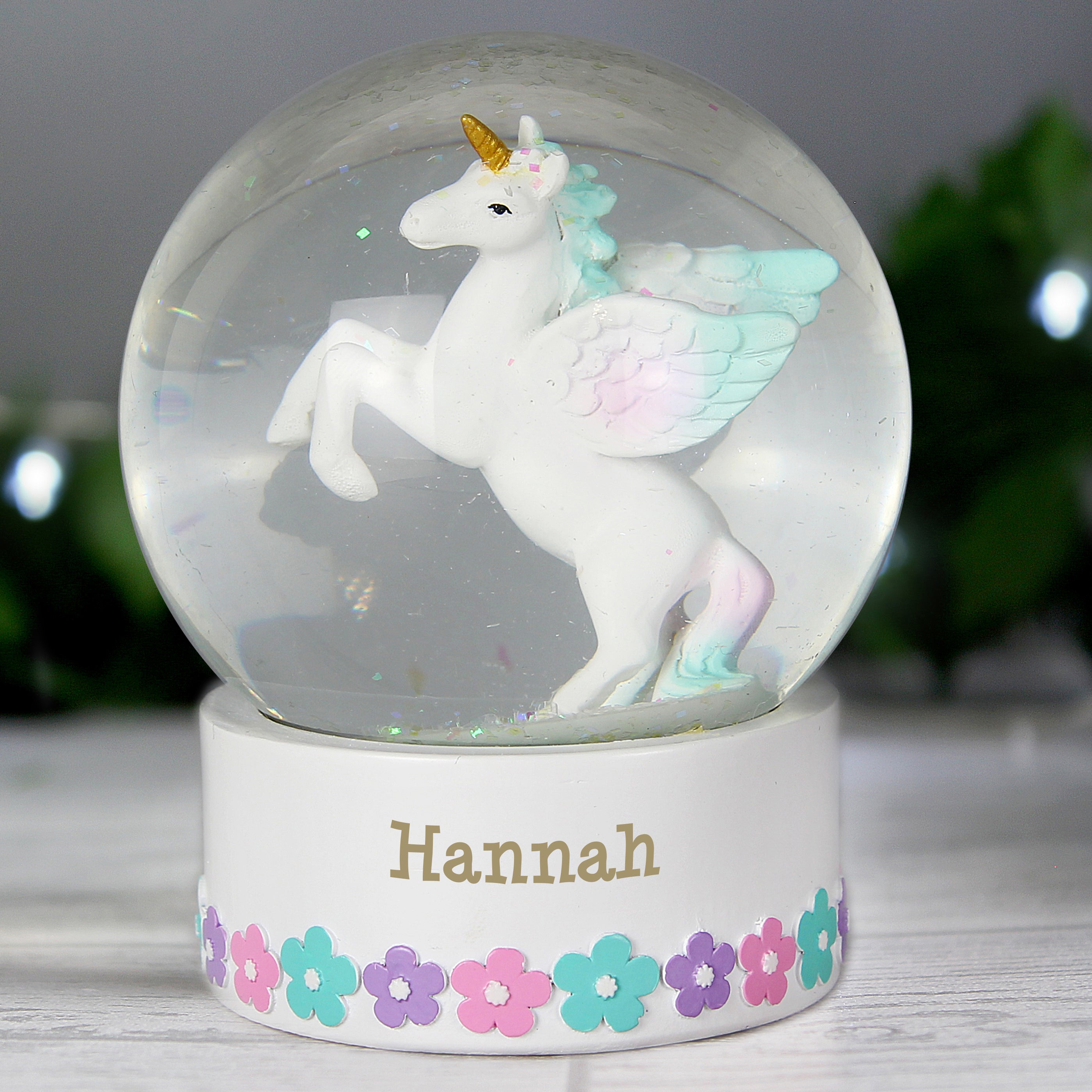 Personalised Unicorn Name Snow Globe