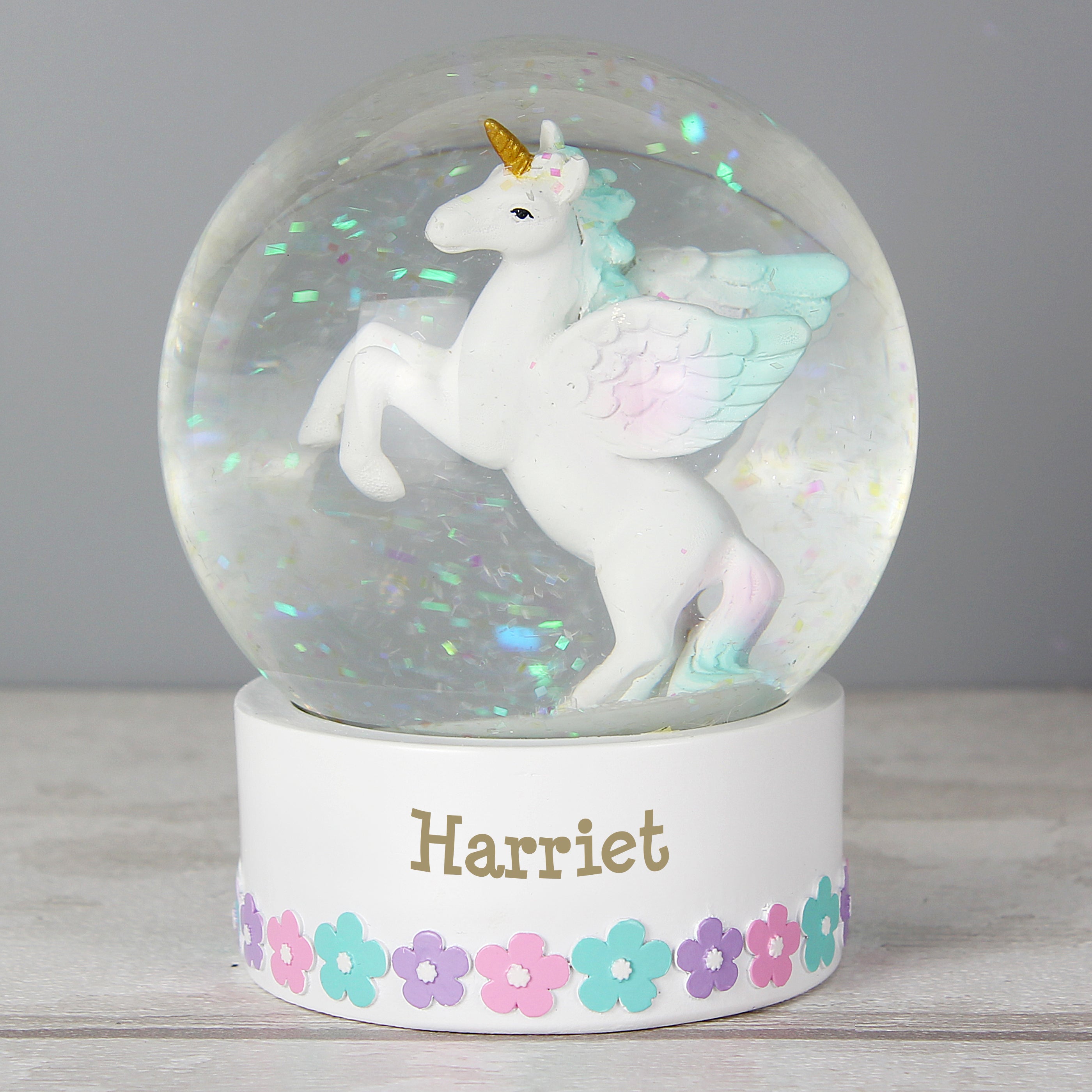 Personalised Unicorn Name Snow Globe