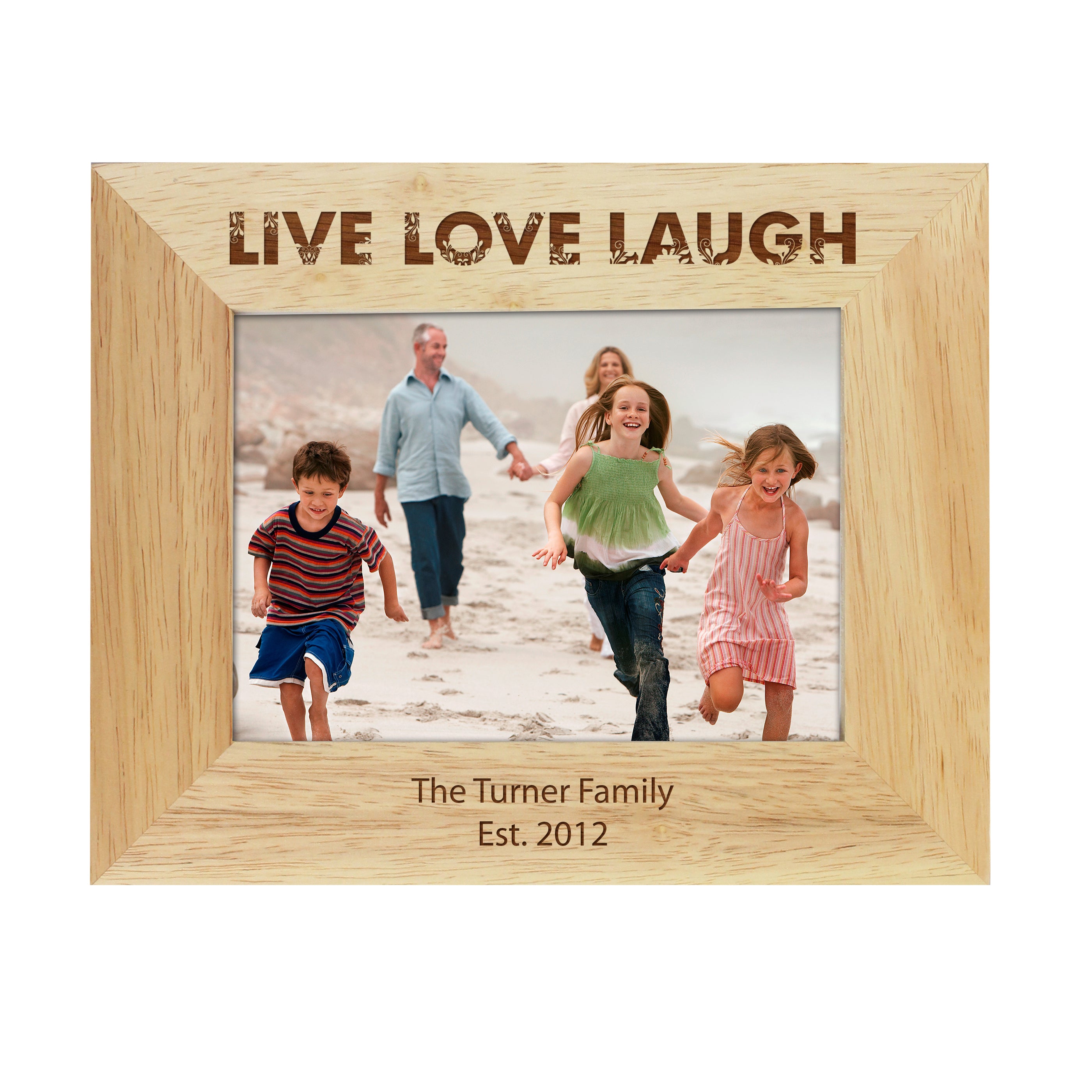 Personalised Live Love Laugh 5x7 Landscape Wooden Photo Frame