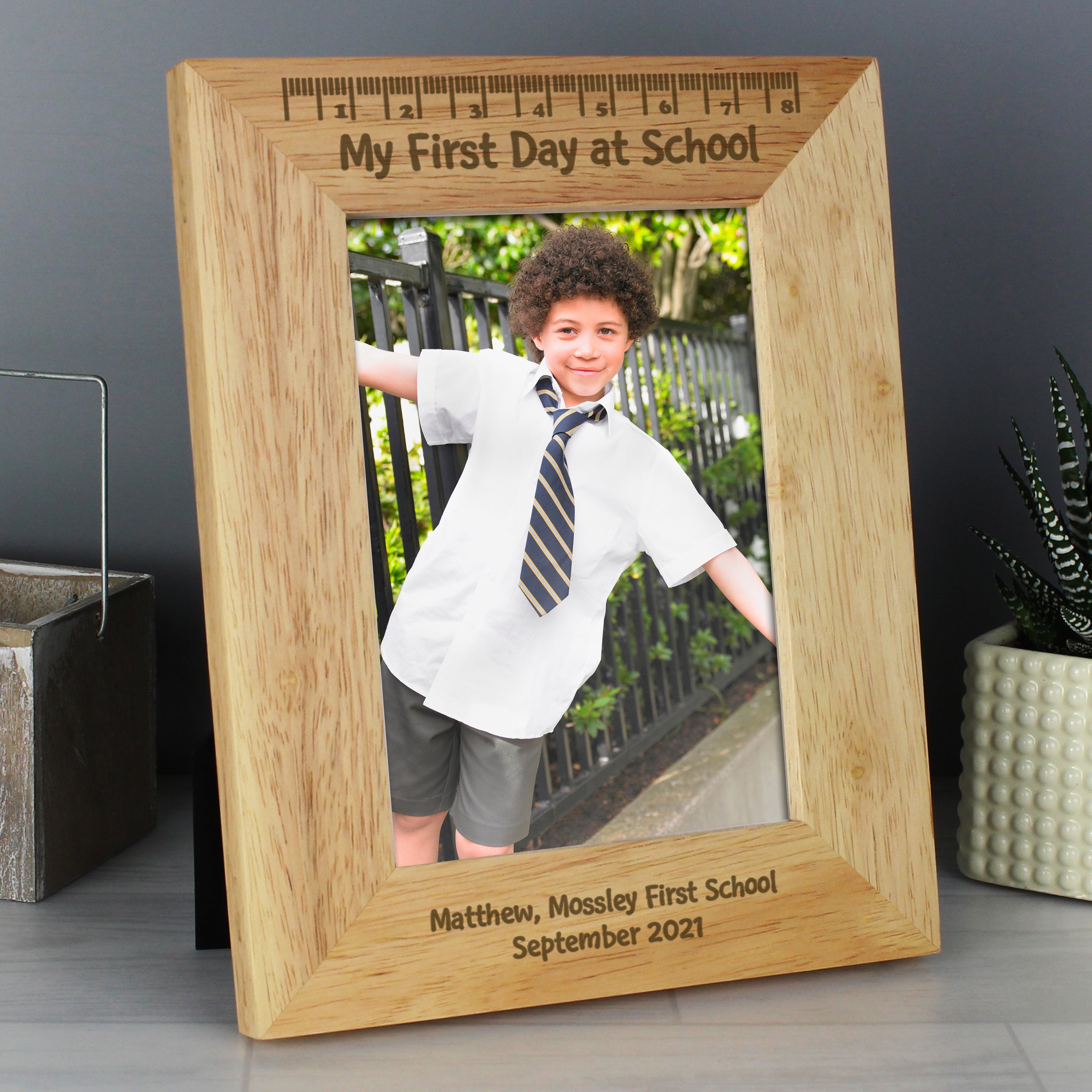 Personalised My First Day at School 5x7 Wooden Photo Frame