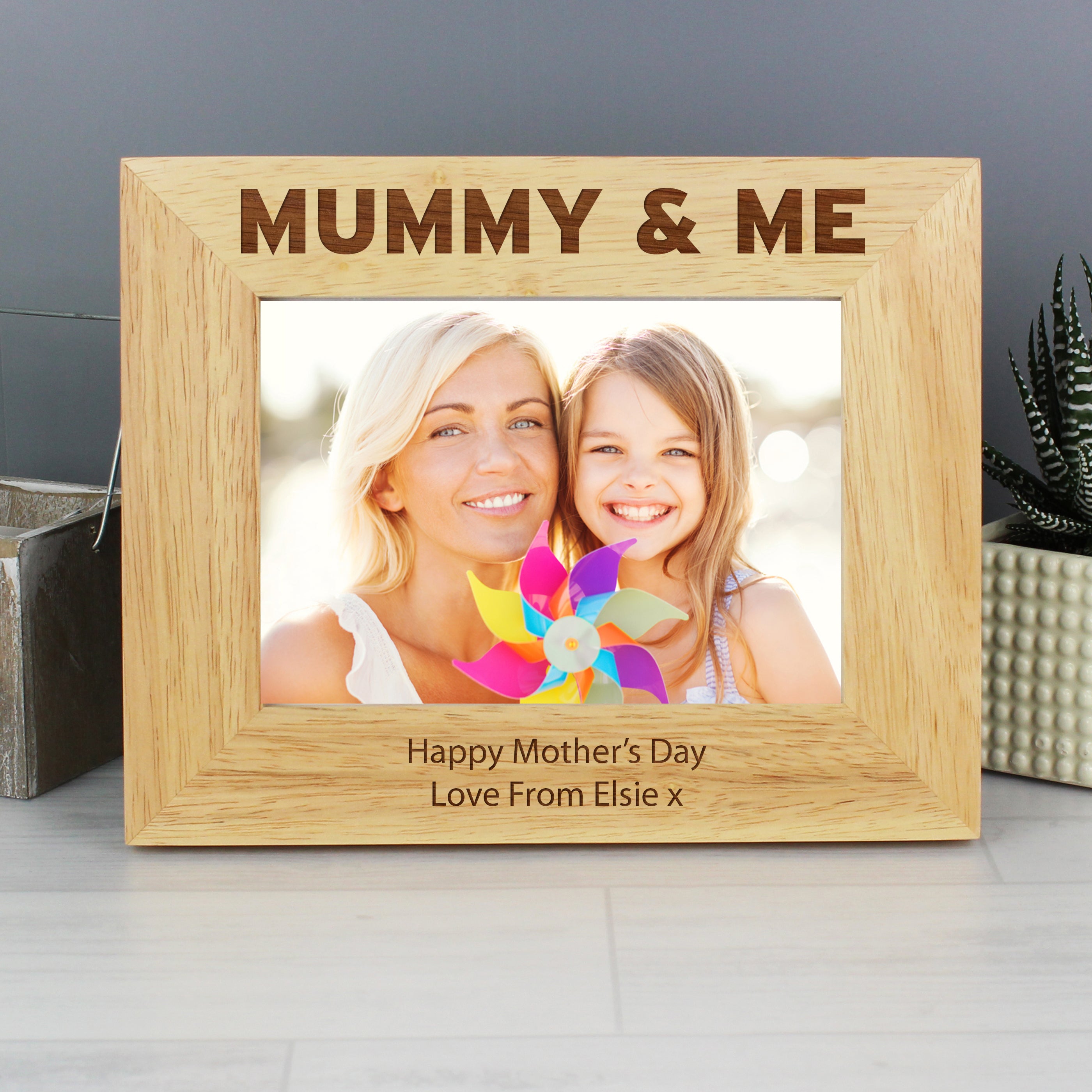 Personalised Mummy & Me 5x7 Landscape Wooden Photo Frame