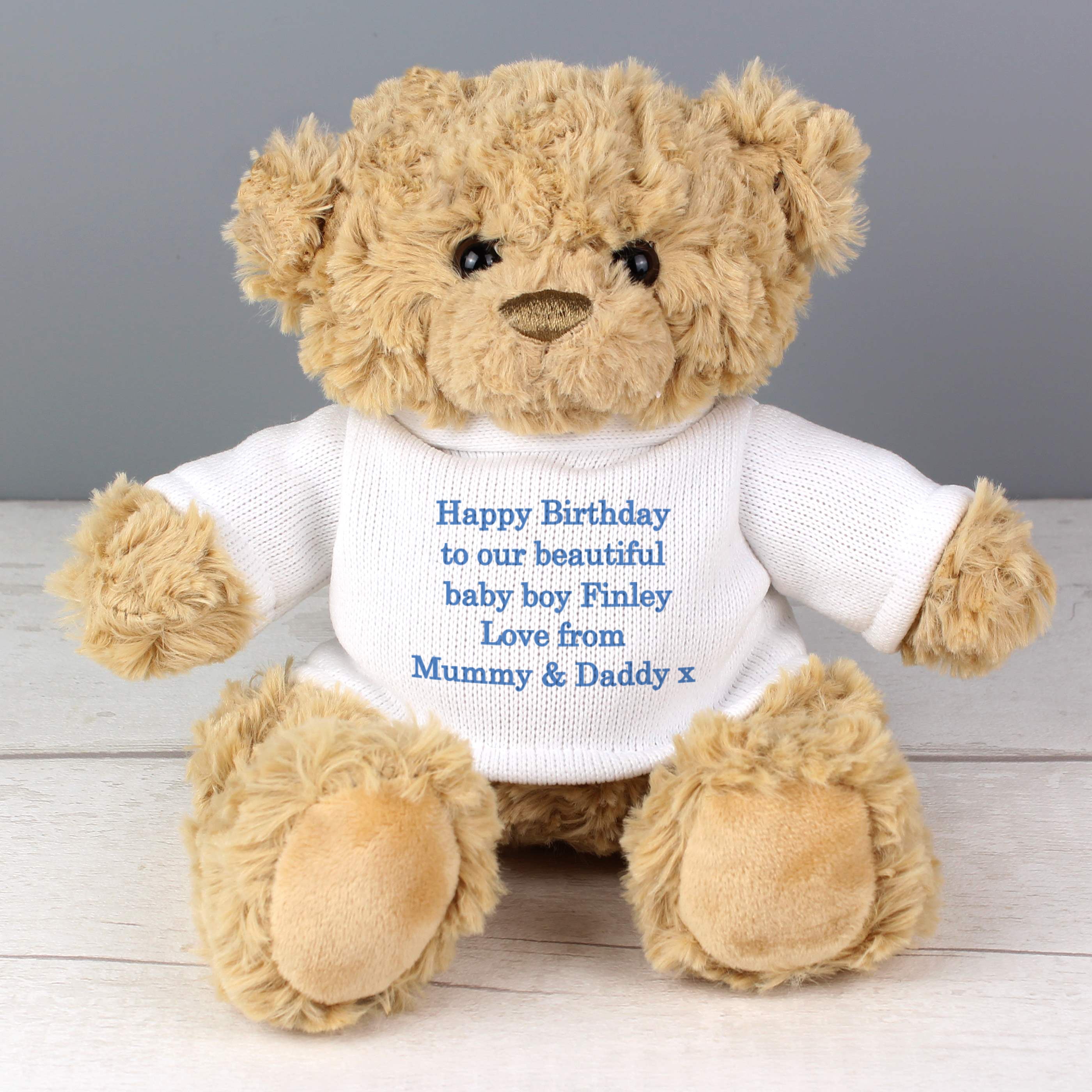 Personalised Message Teddy Bear - Blue