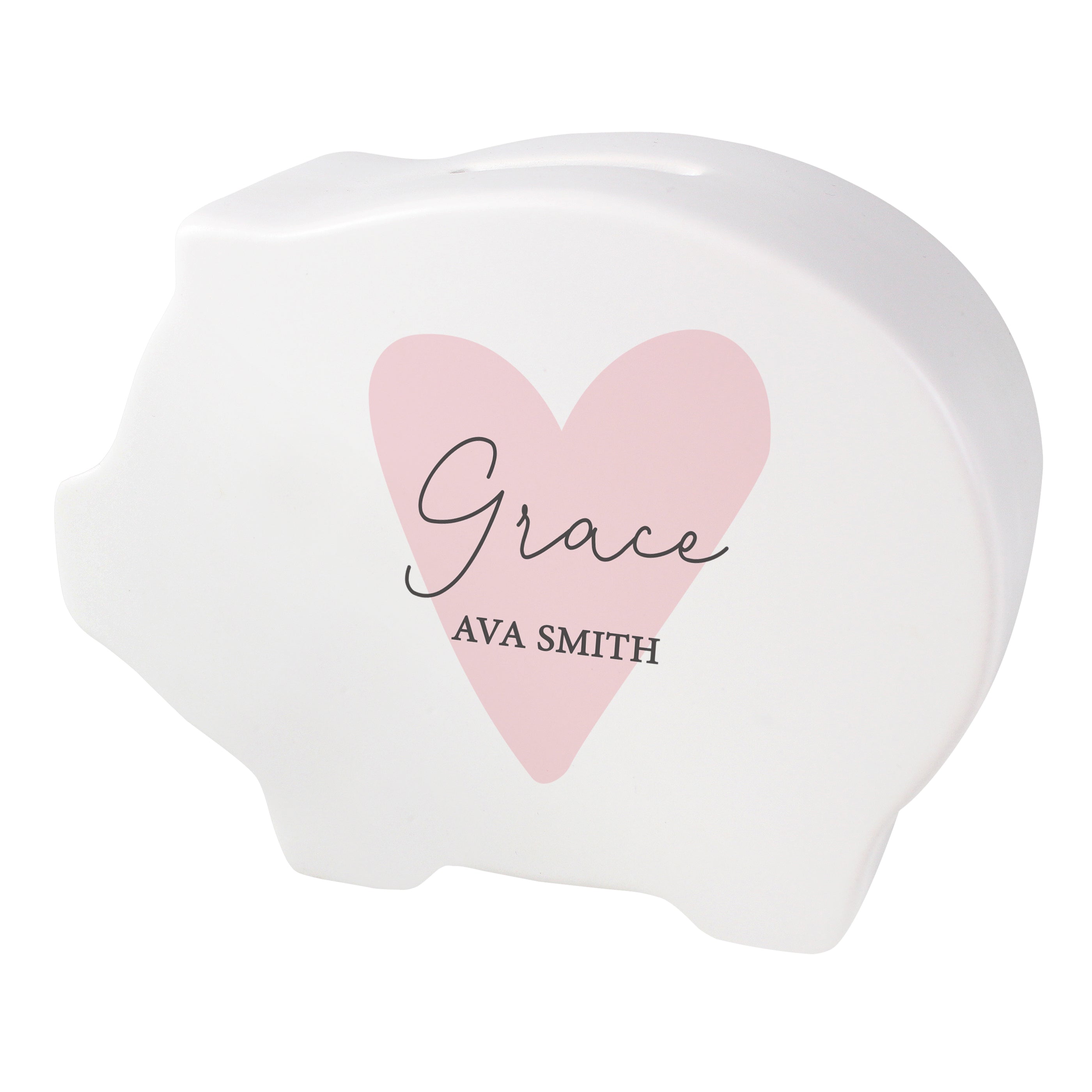 Personalised Pink Heart Piggy Bank