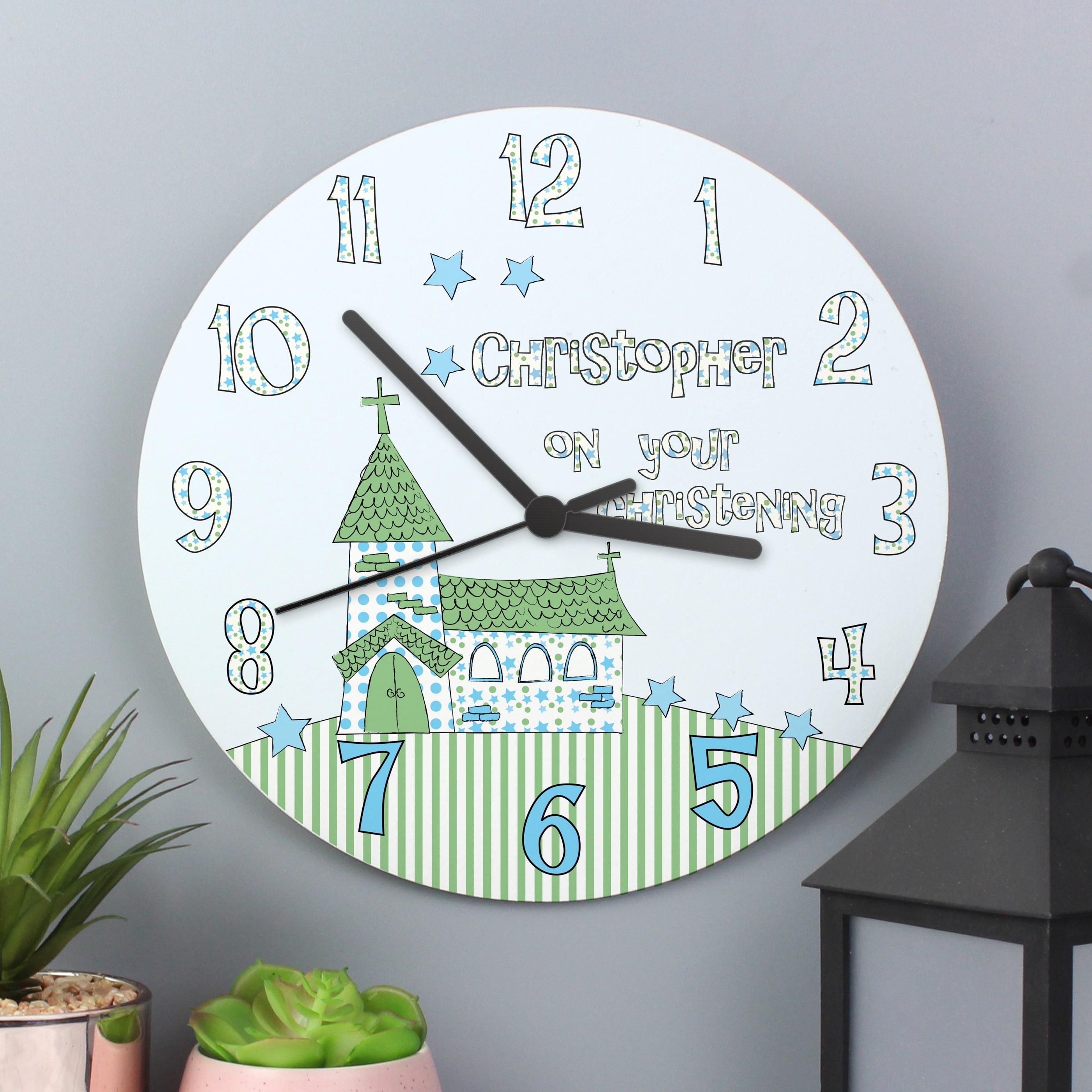 Personalised Church Boys Christening Clock