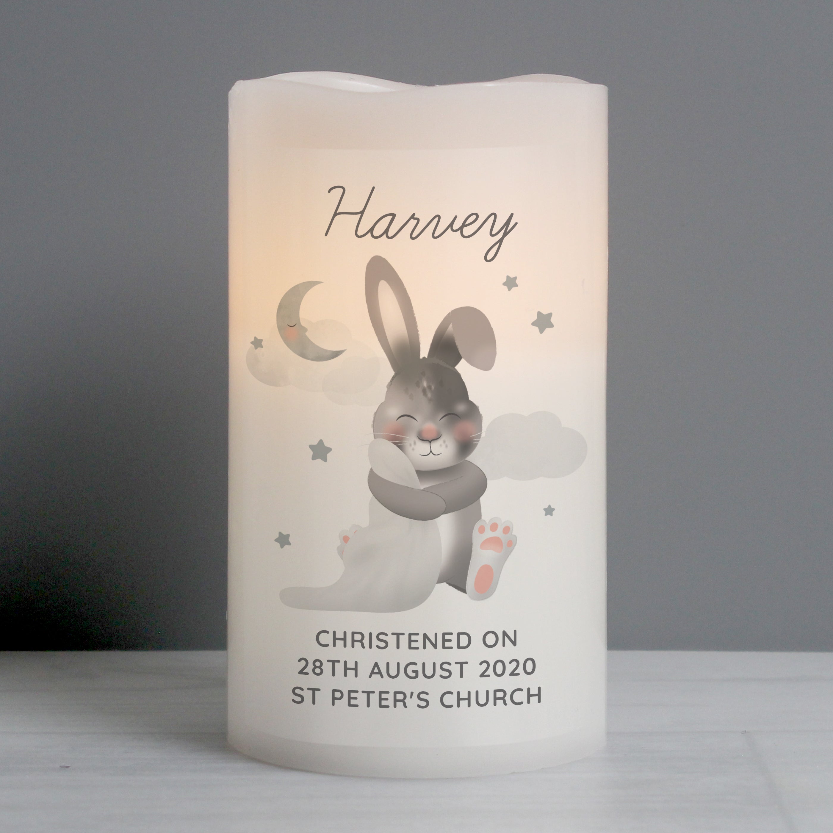 Personalised Baby Bunny LED Candle