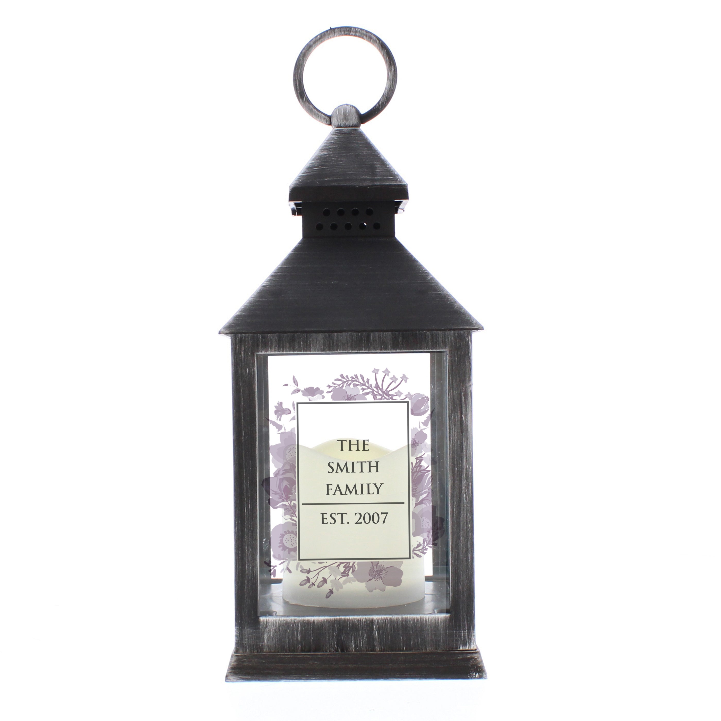 Personalised Soft Watercolour Rustic Black Lantern