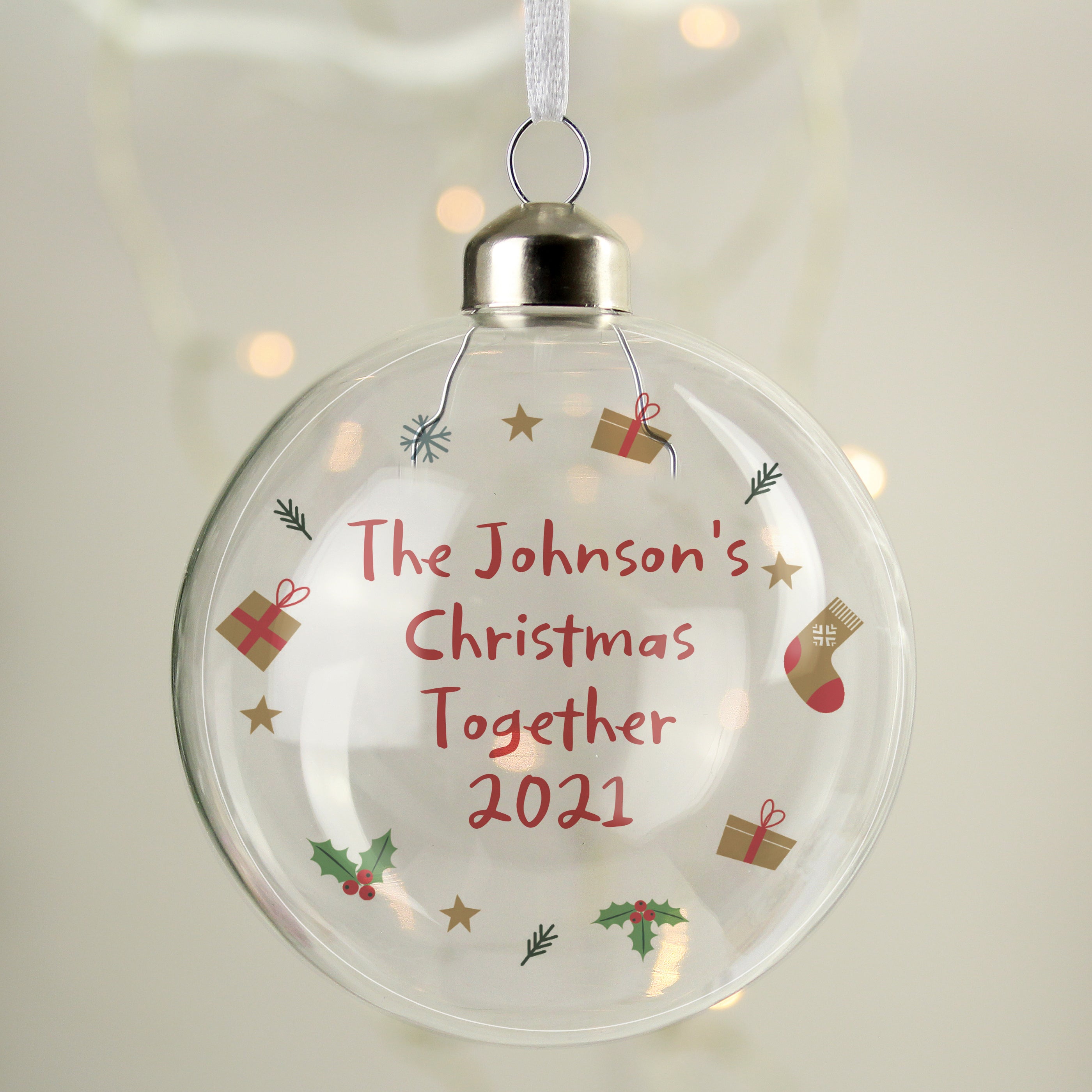 Personalised First Christmas Glass Bauble