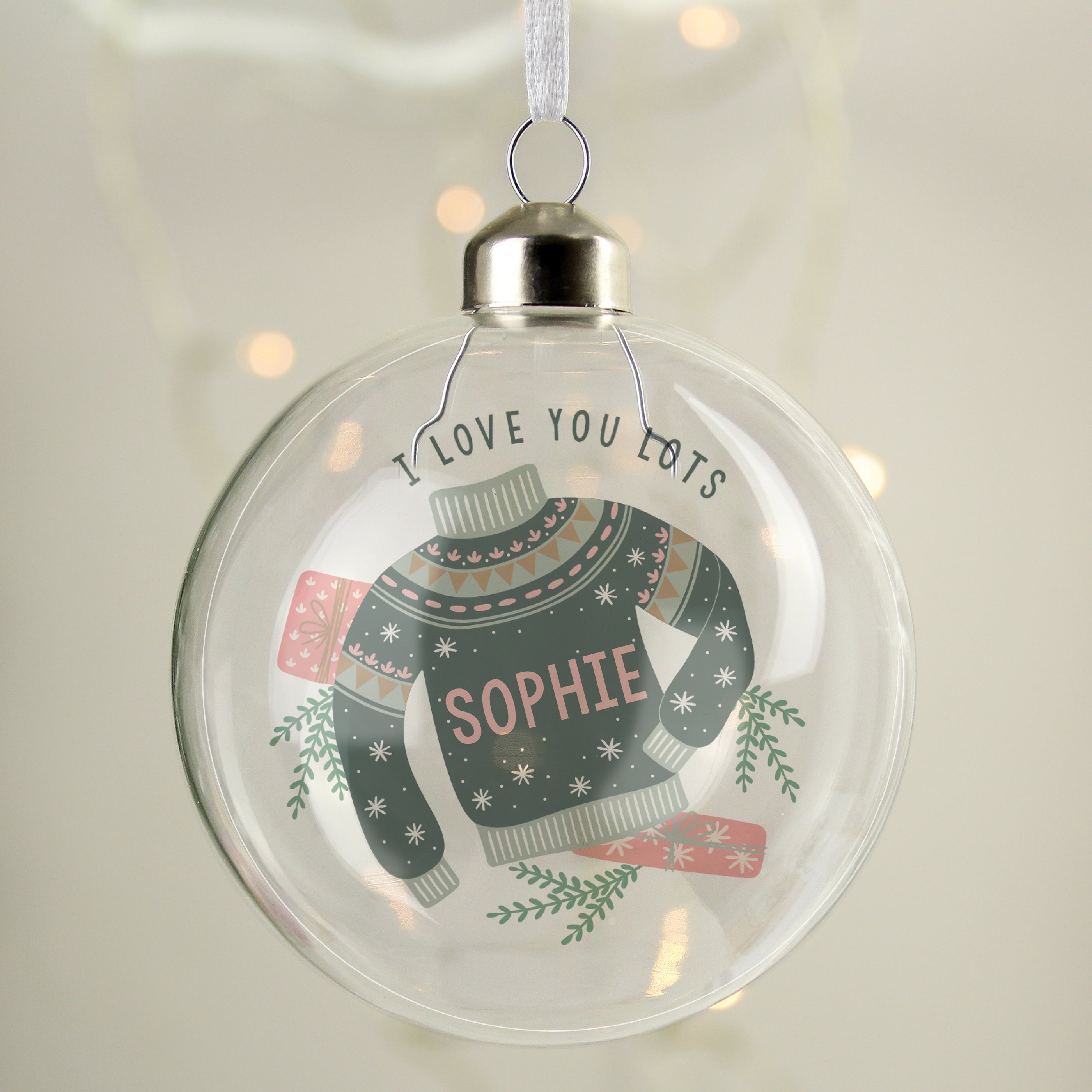 Personalised Cosy Christmas Glass Bauble