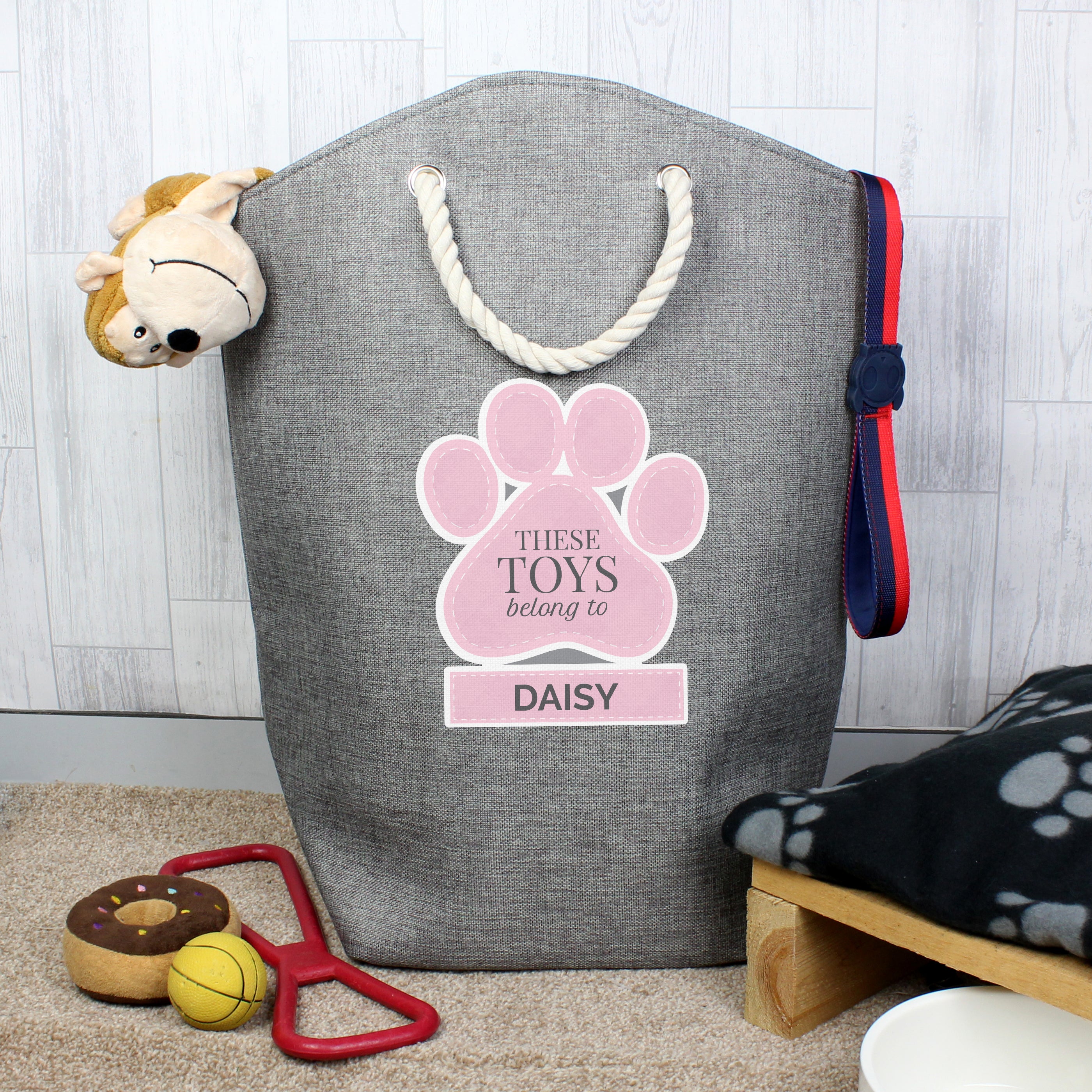 Personalised Pink Paw Print Storage Bag