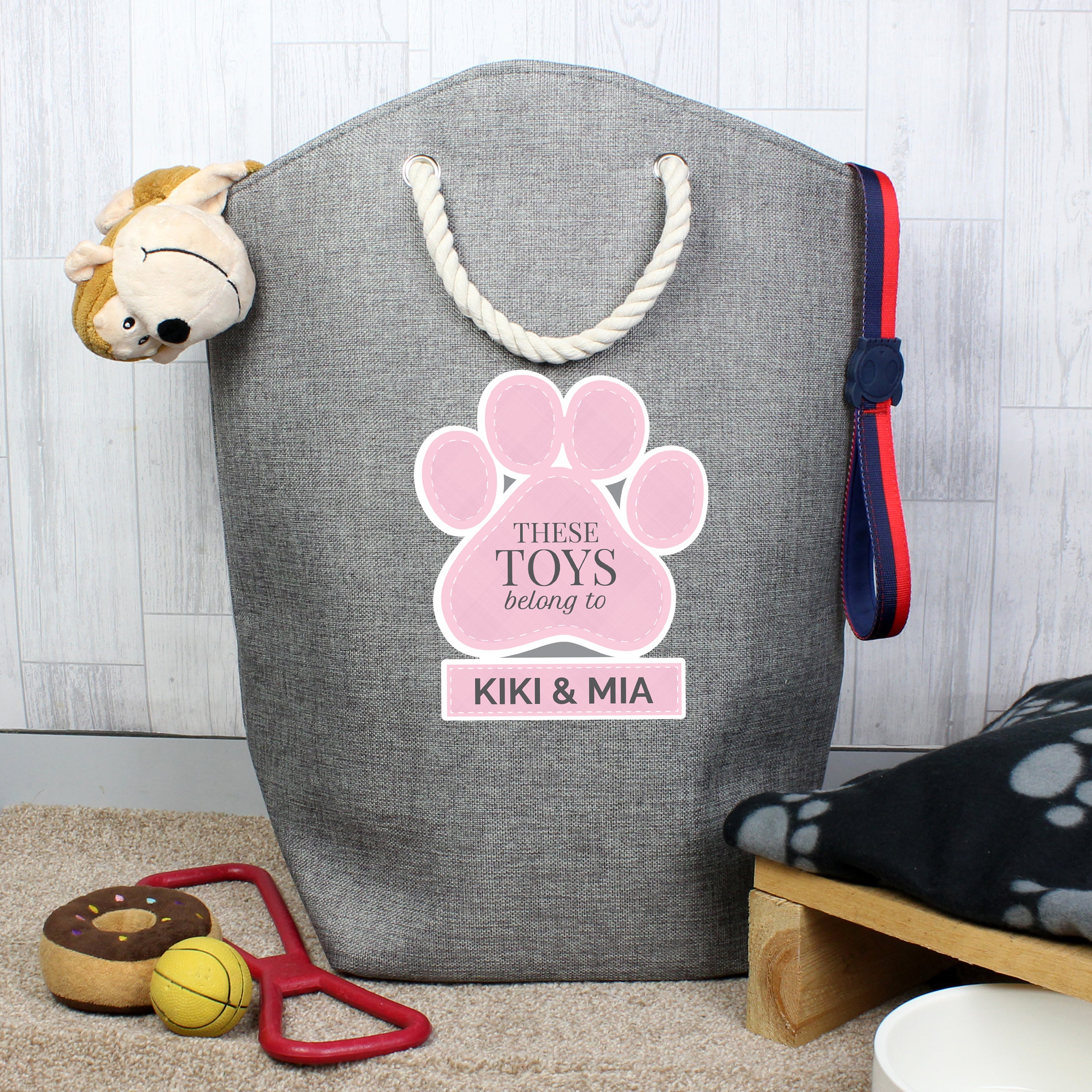 Personalised Pink Paw Print Storage Bag